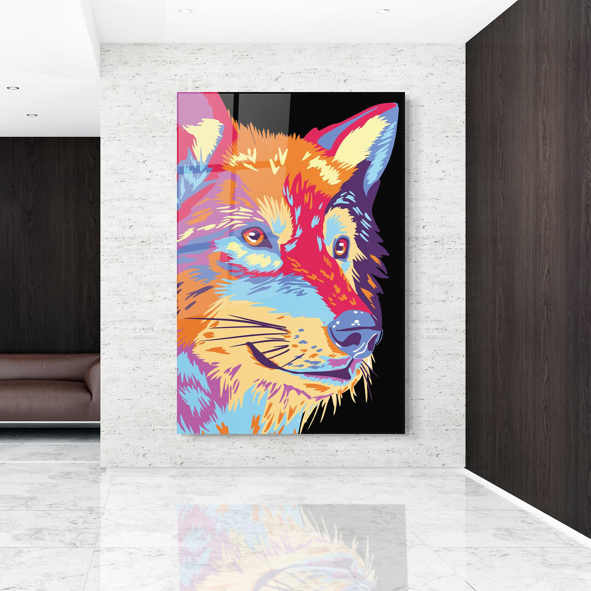 Üvegkép Purple Orange Wolf mockup 9