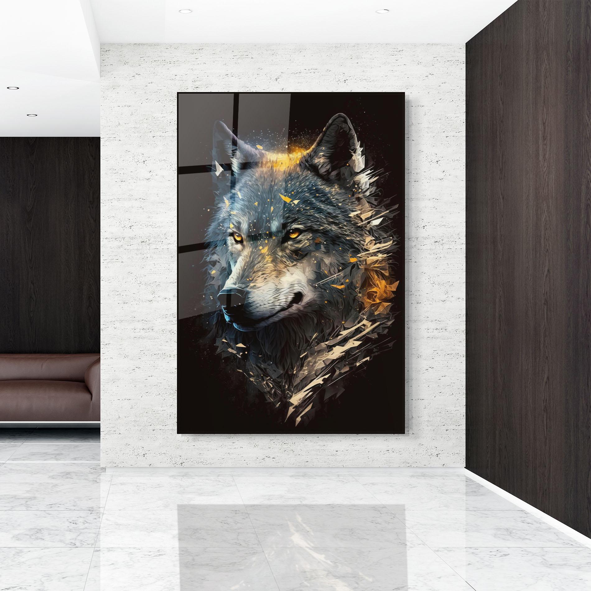 Üvegkép Wolf Portrait mockup 9