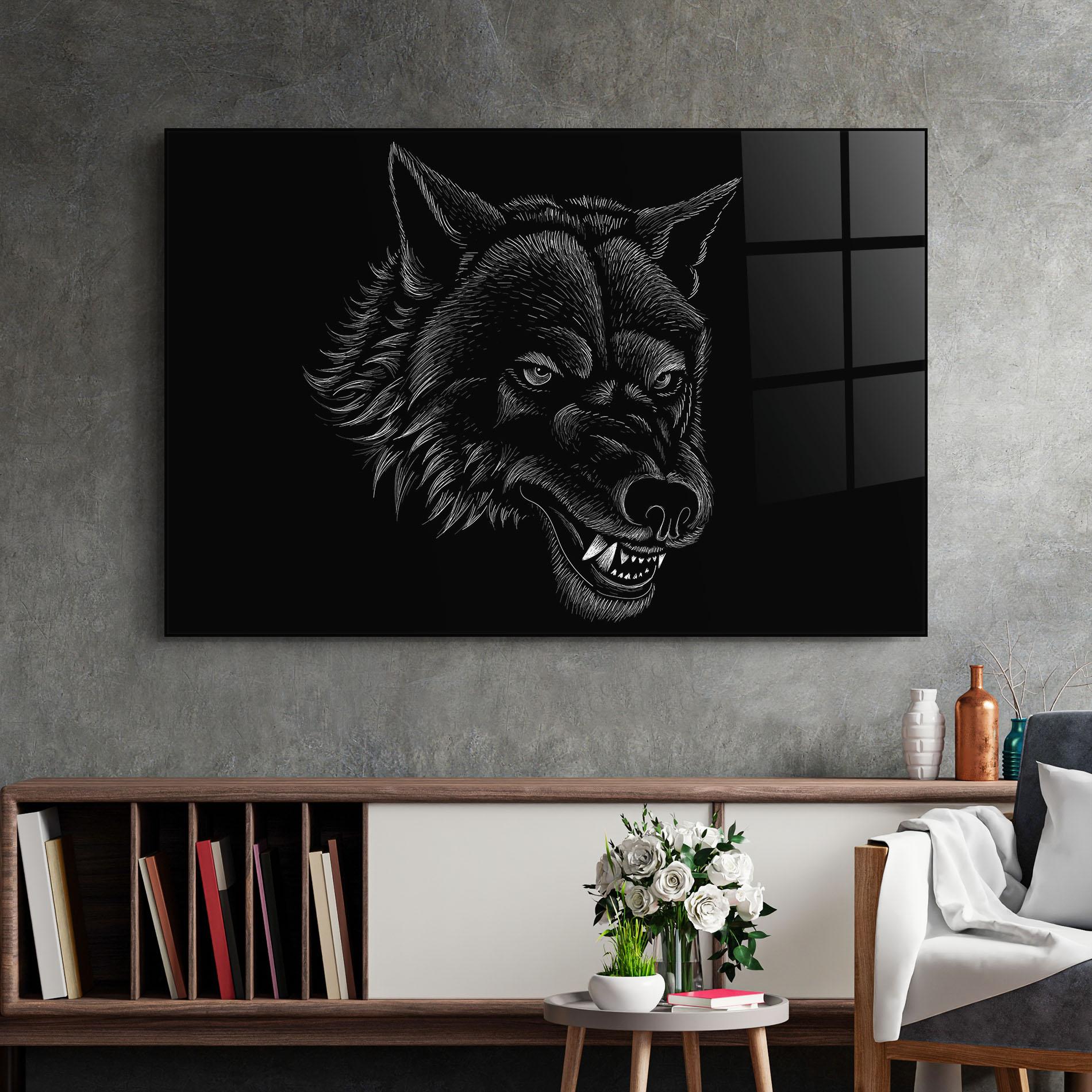 Üvegkép Angry Wolf Face mockup 2