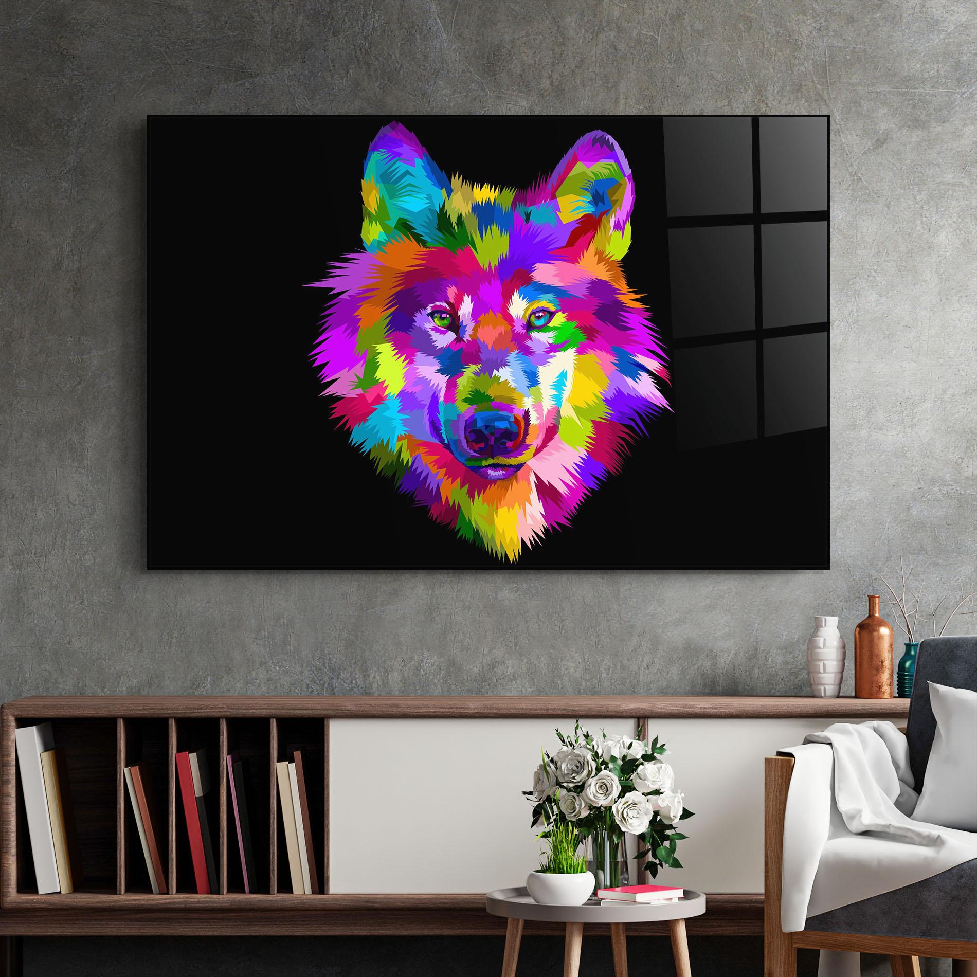 Üvegkép Color Mix Wolf mockup 2