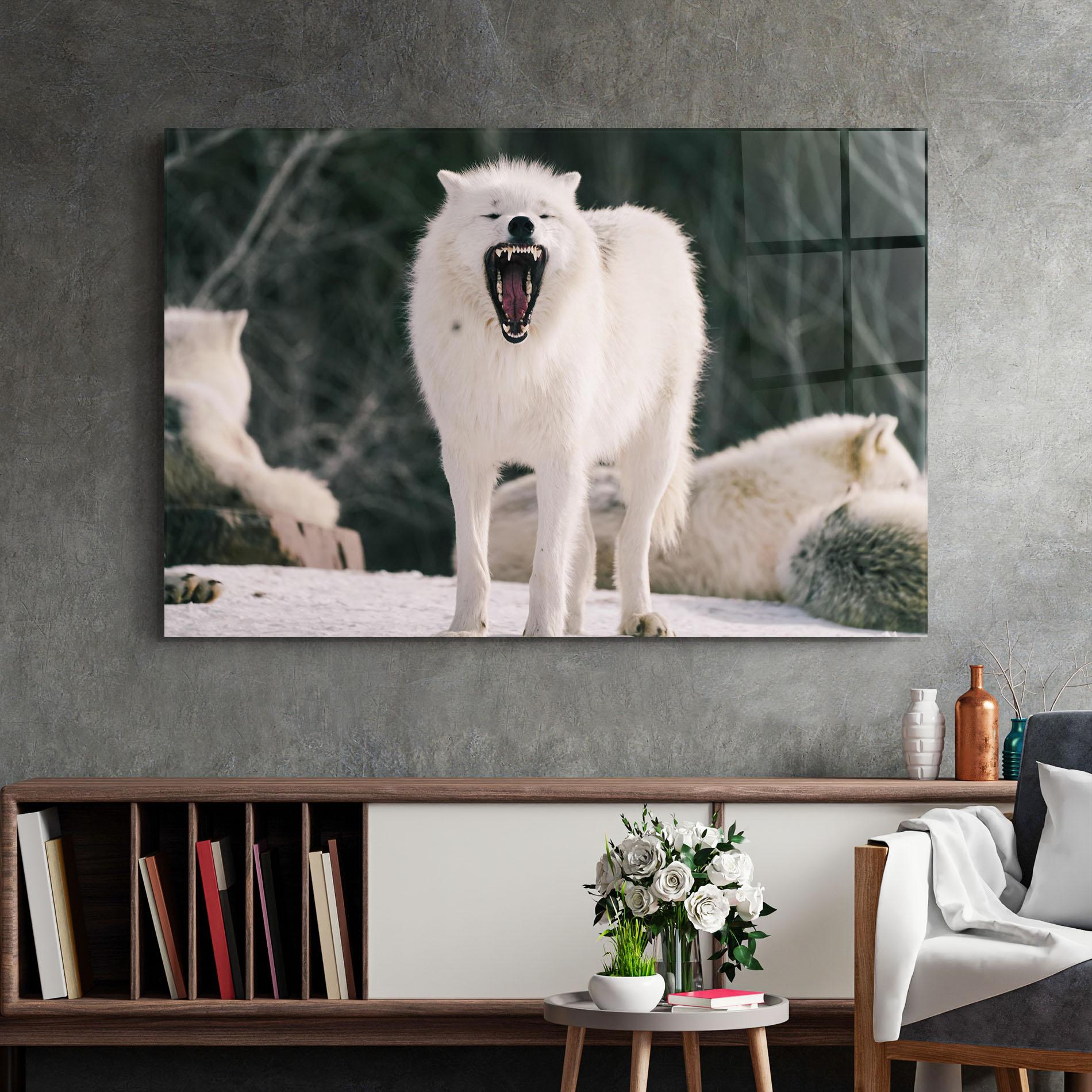 Üvegkép Laughing White Wolf mockup 2