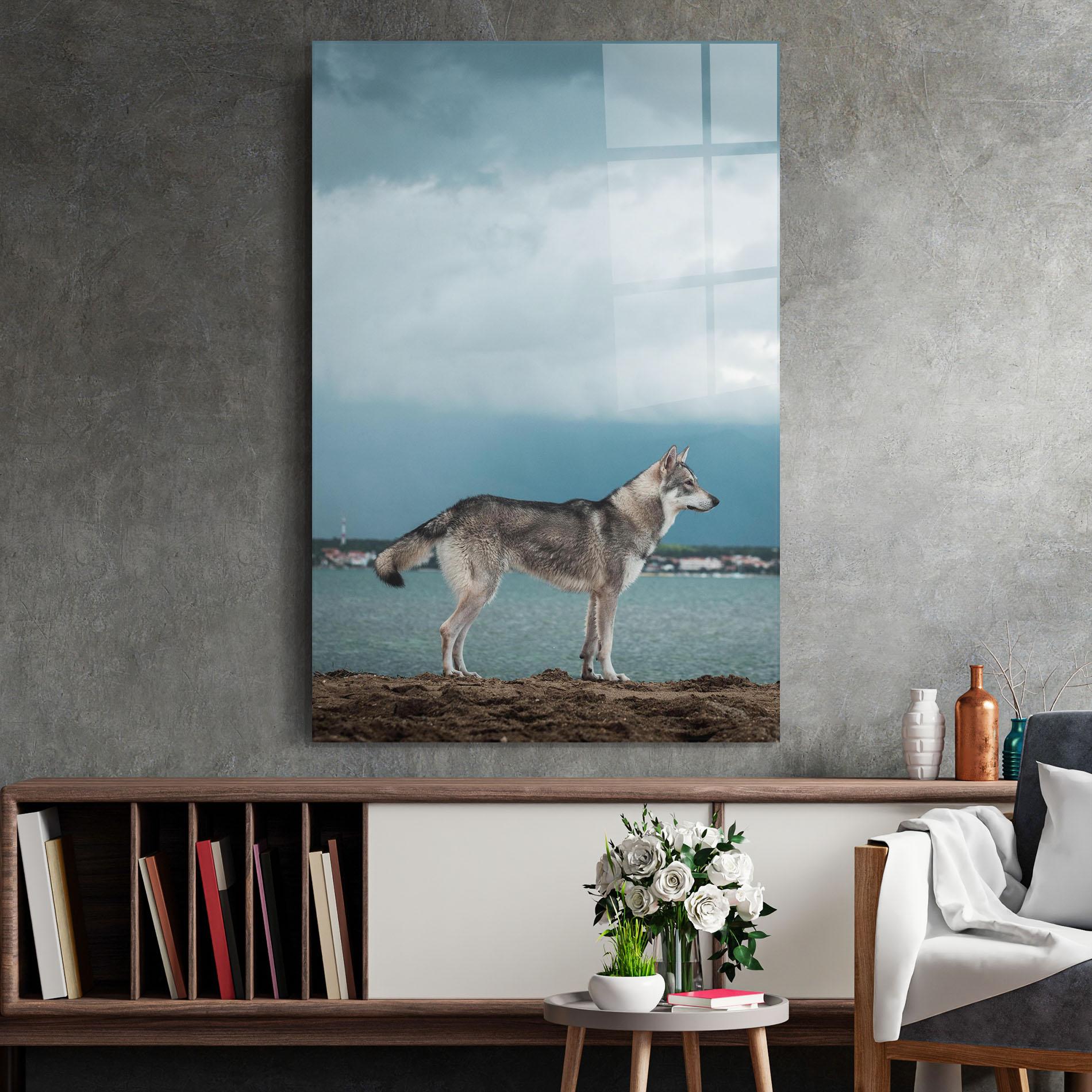 Üvegkép Grey Wolf Looking mockup 2
