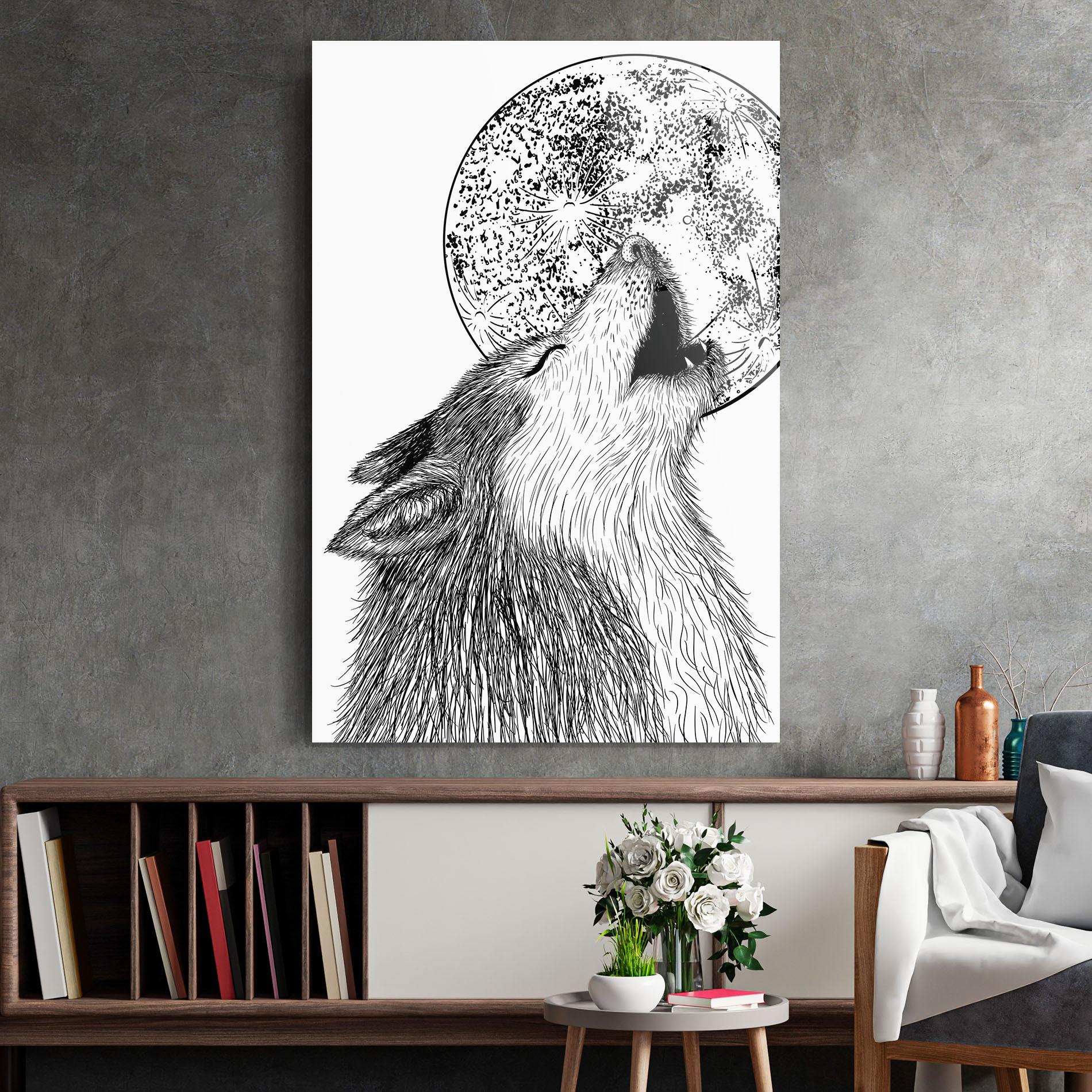 Üvegkép Pretty Moon Wolf mockup 2
