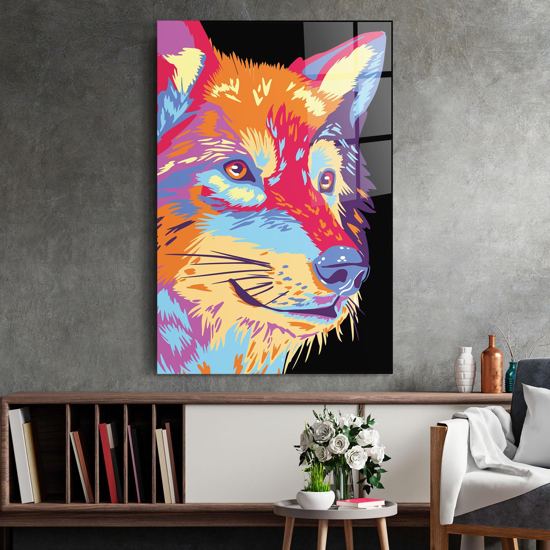 Üvegkép Purple Orange Wolf mockup 2