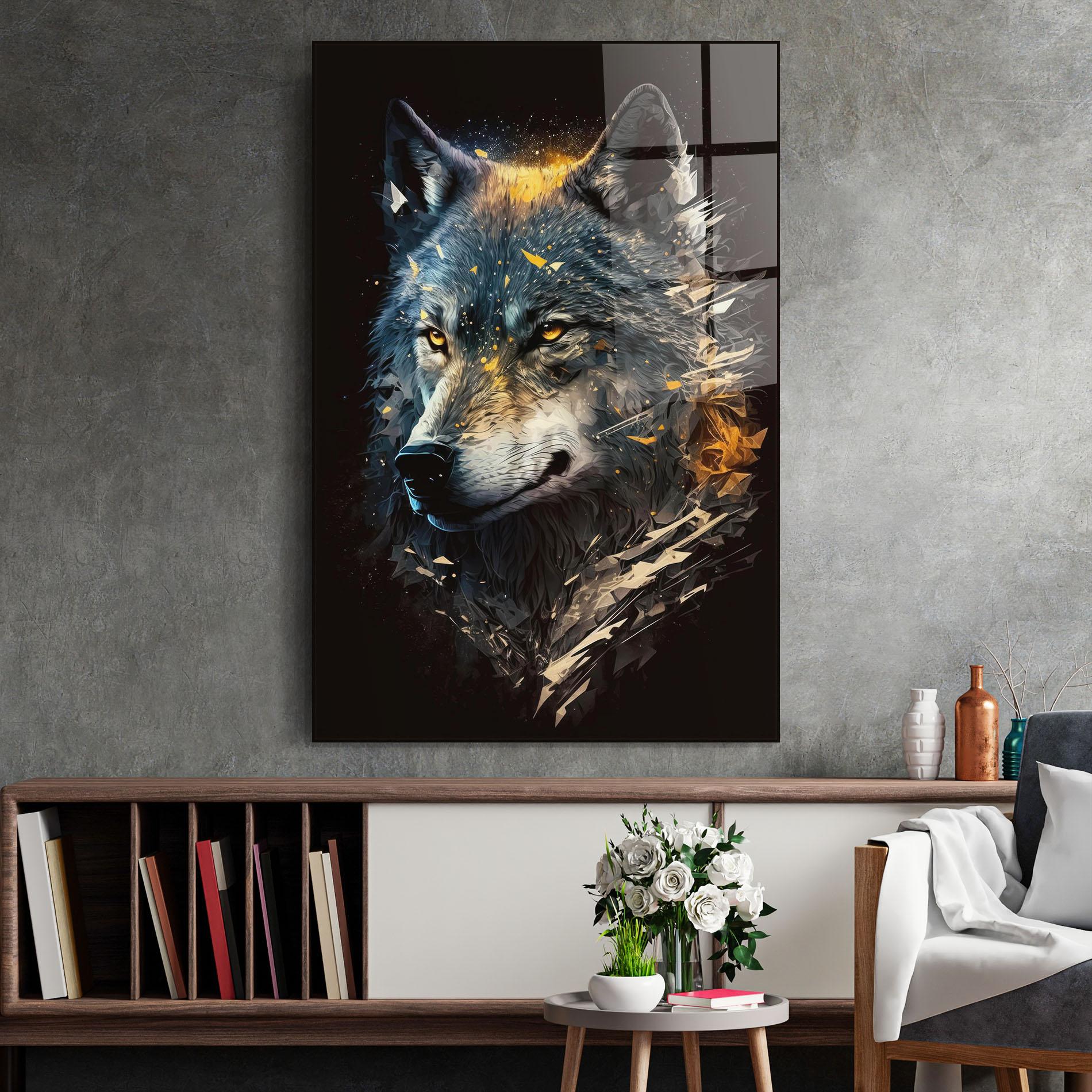 Üvegkép Wolf Portrait mockup 2
