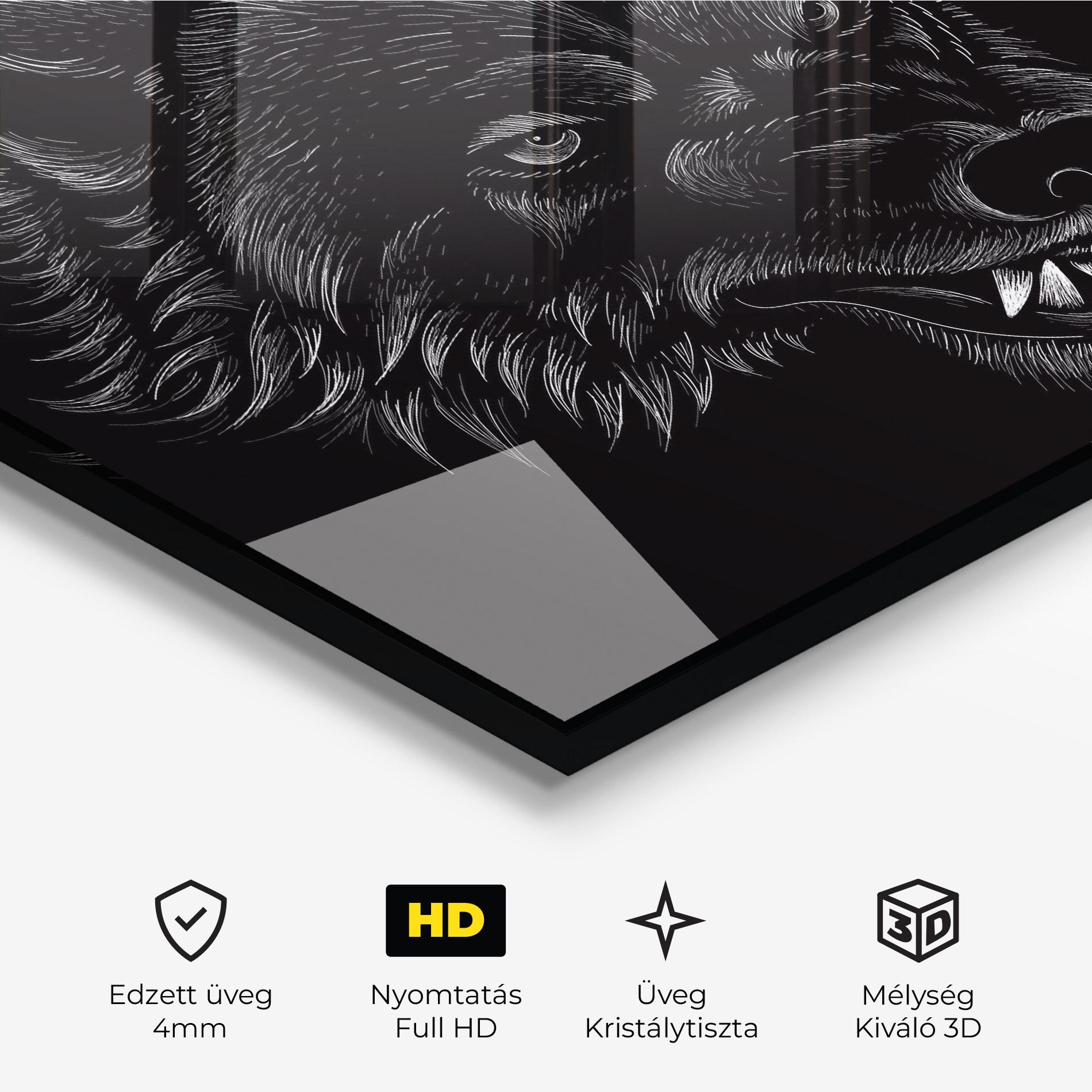 Üvegkép Angry Wolf Face mockup 3