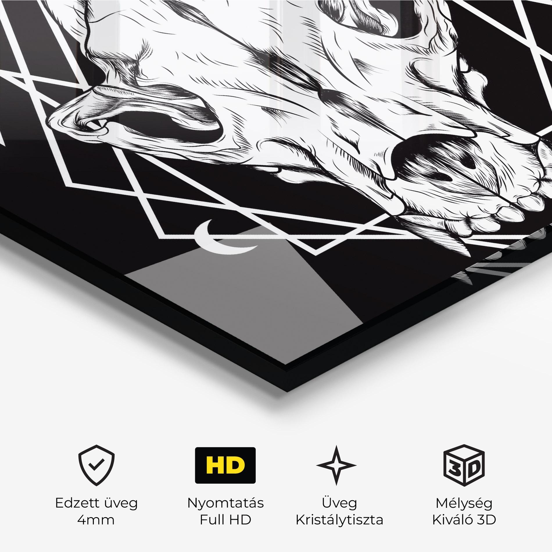 Üvegkép Dark Wolf Skull mockup 3