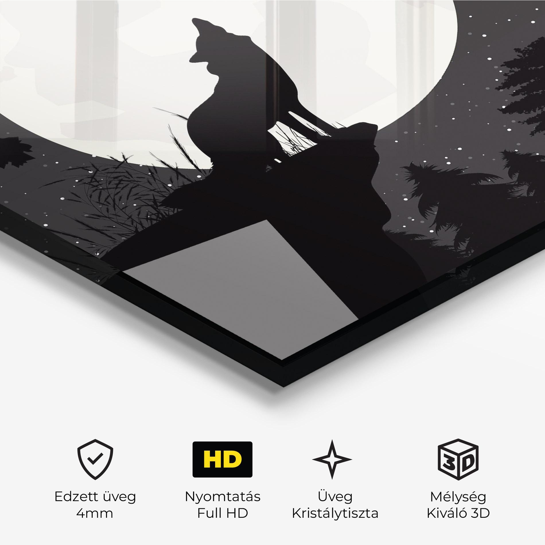 Üvegkép Moon Wolf Silhouette mockup 3
