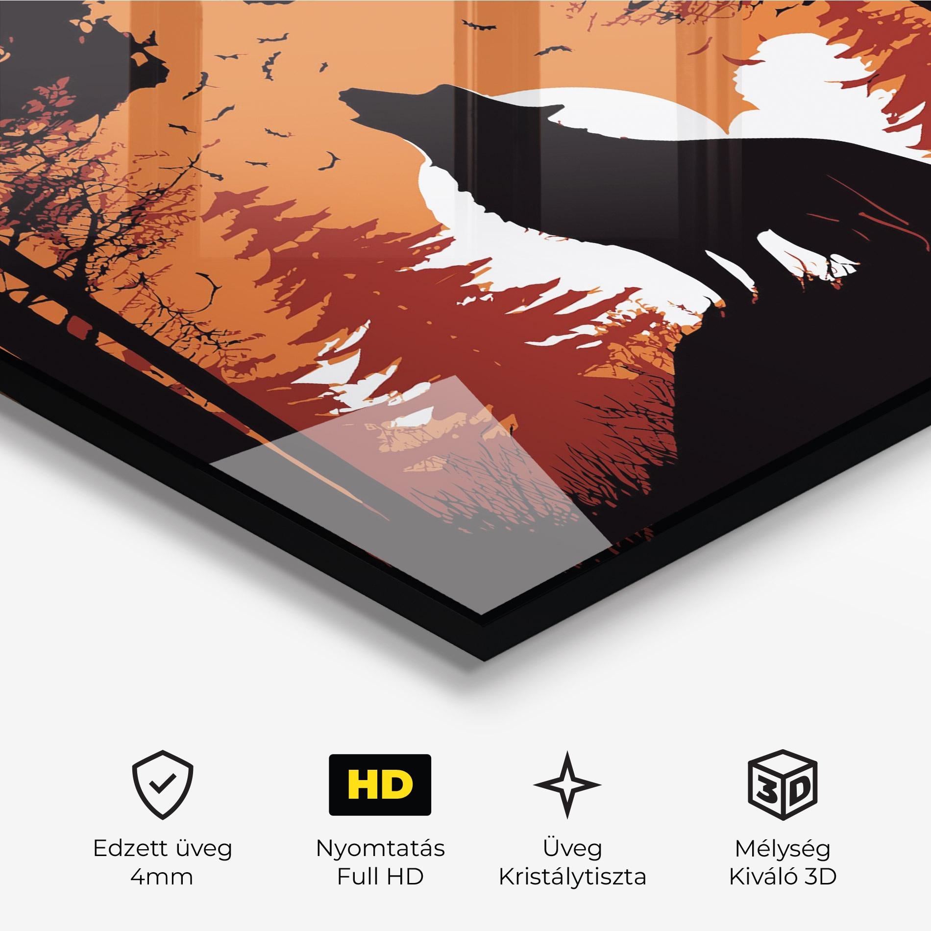 Üvegkép Orange Sky Wolf mockup 3