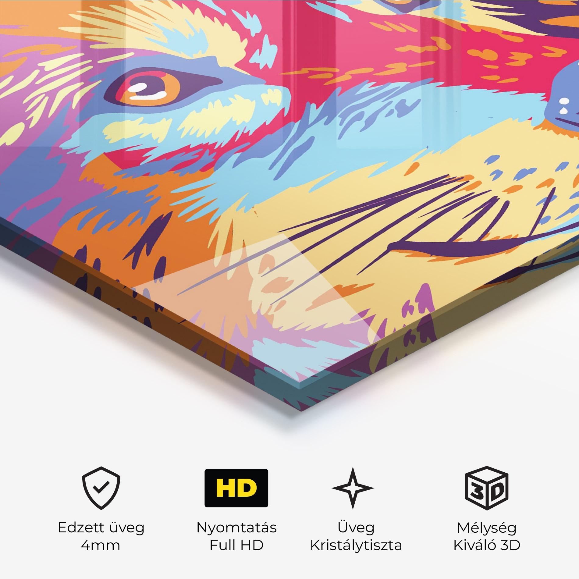 Üvegkép Purple Orange Wolf mockup 3