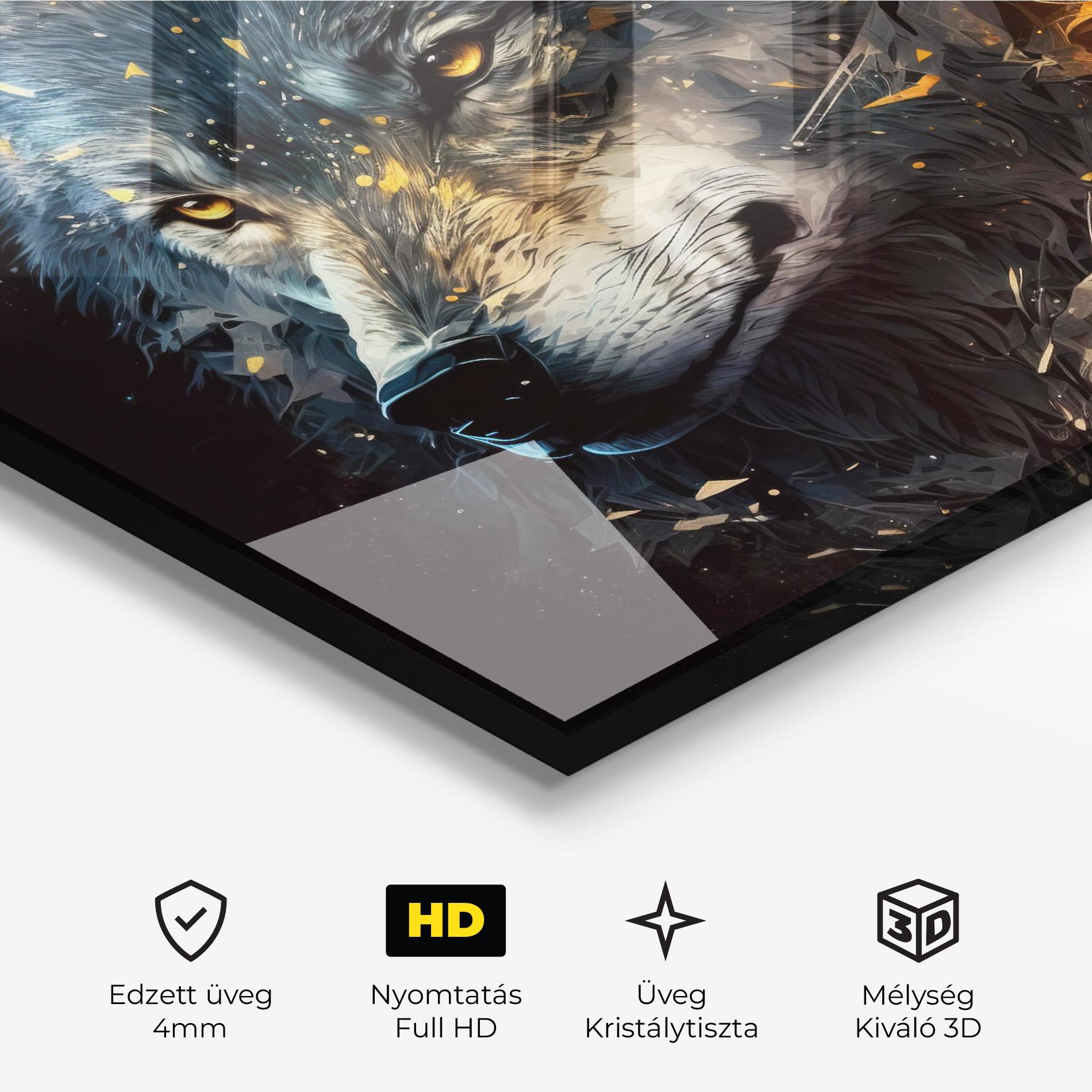 Üvegkép Wolf Portrait mockup 3