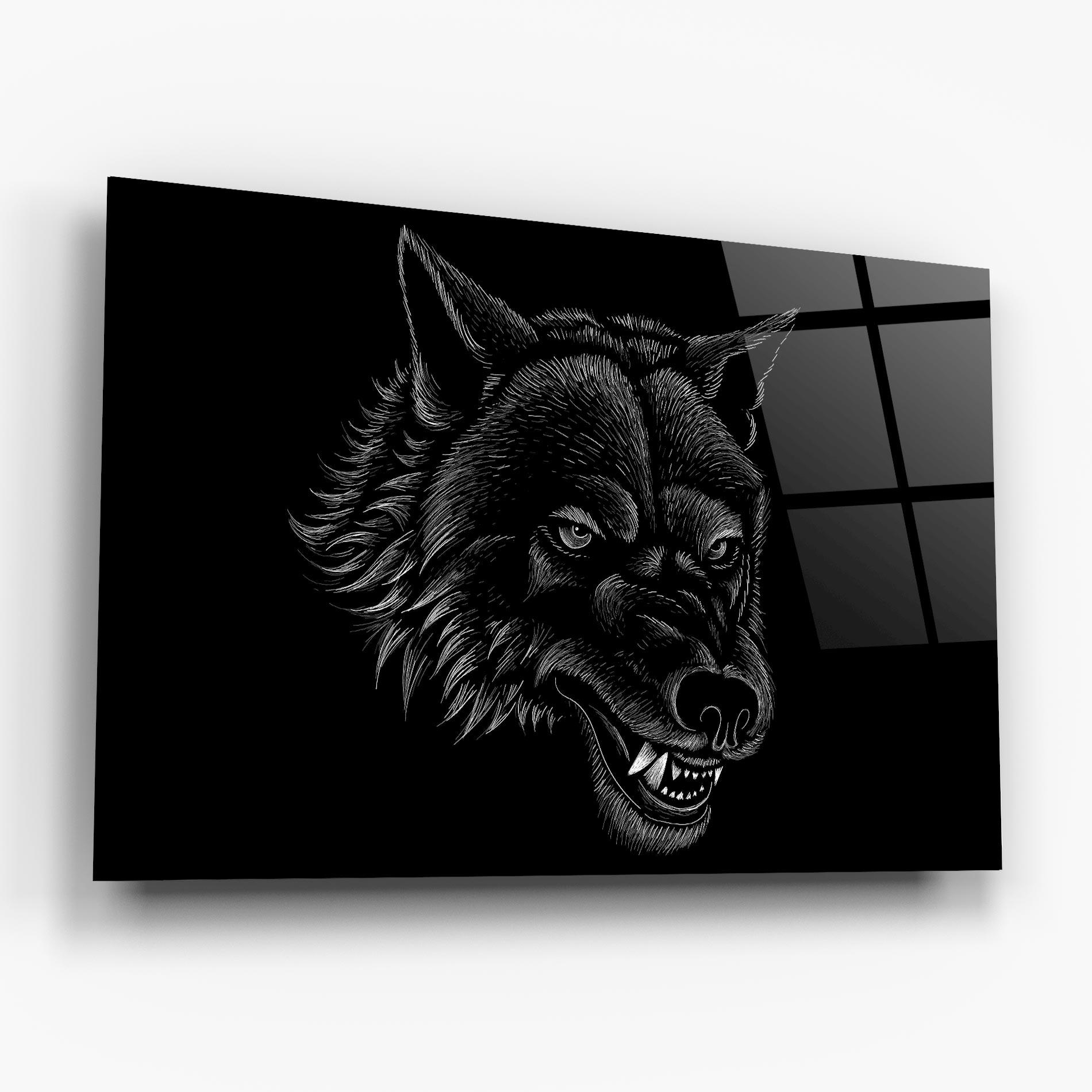 Üvegkép Angry Wolf Face mockup 6