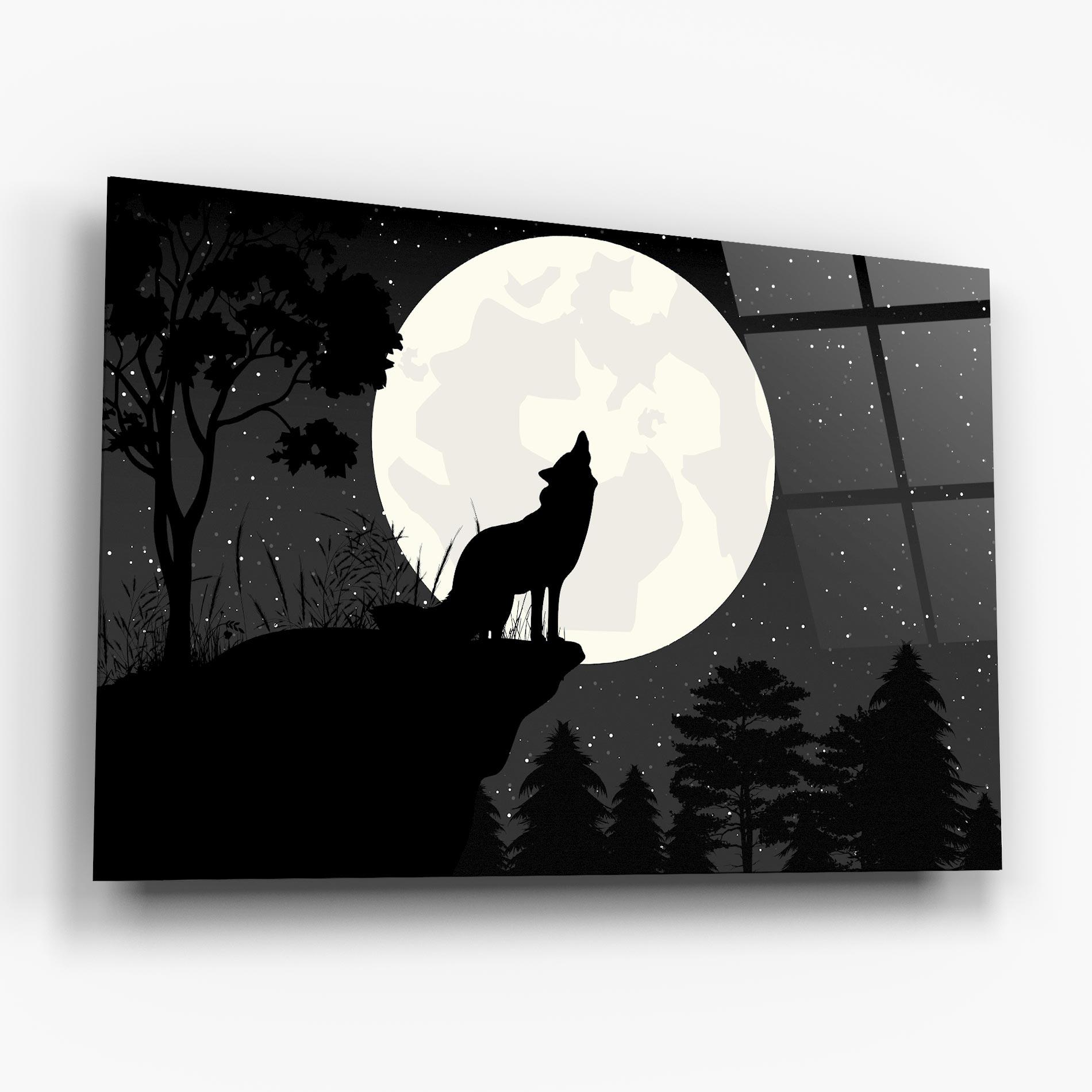 Üvegkép Moon Wolf Silhouette mockup 6
