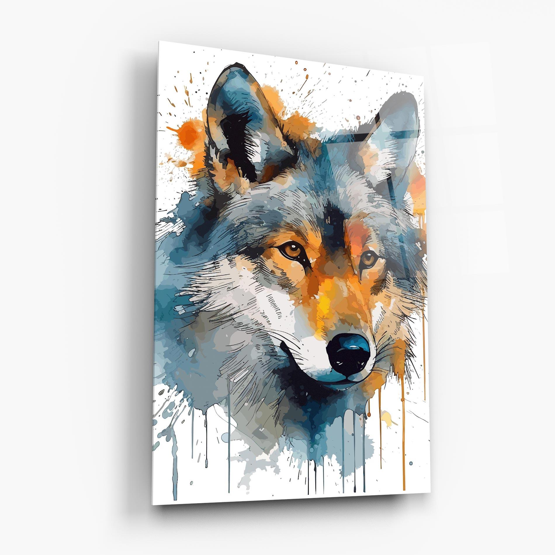 Üvegkép Orange Watercolor Wolf mockup 6