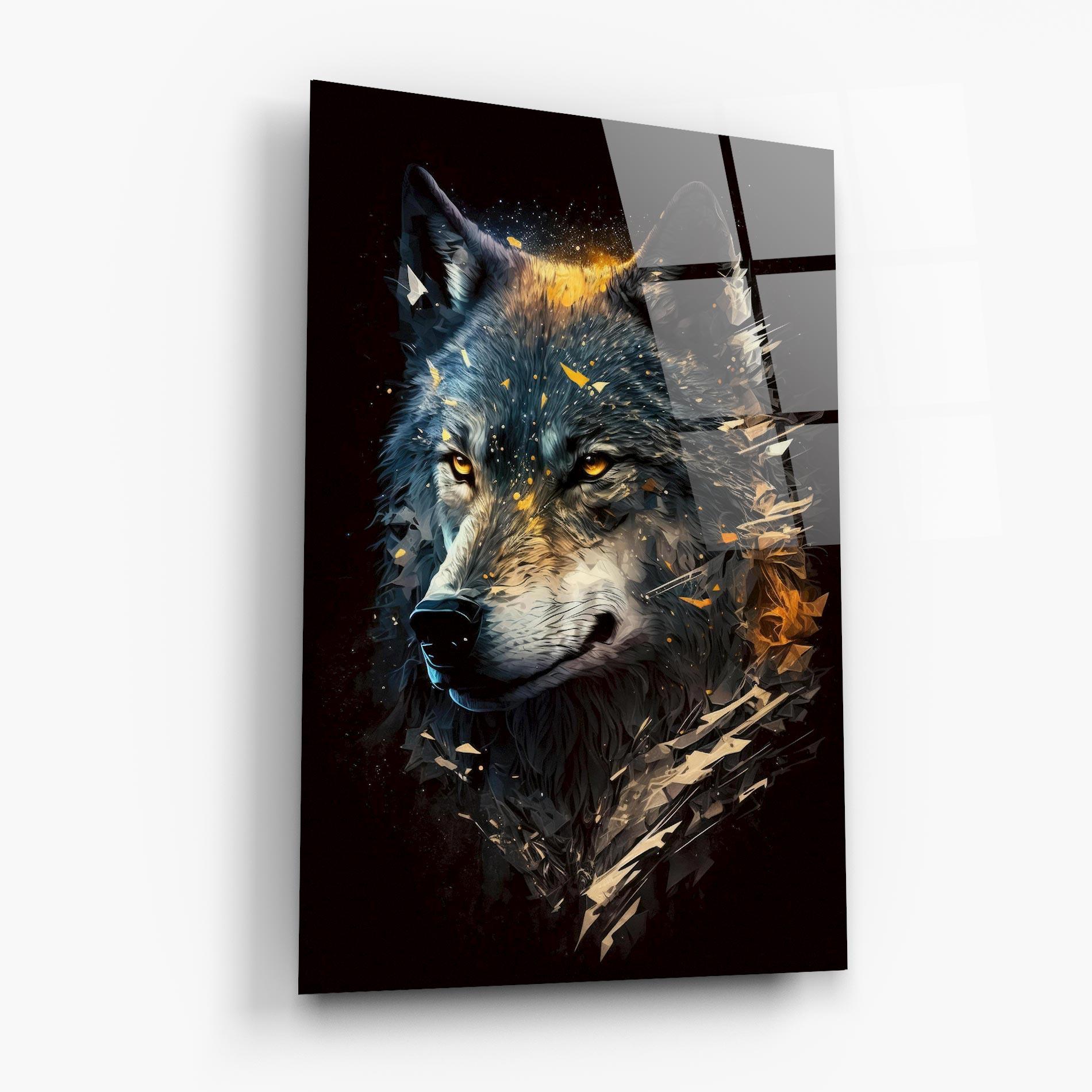 Üvegkép Wolf Portrait mockup 6