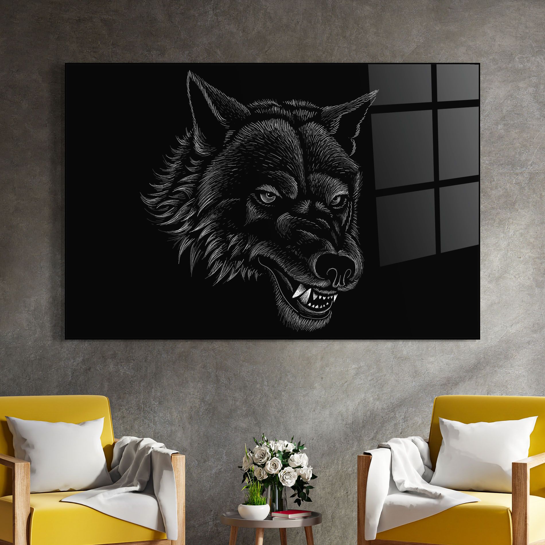 Angry Wolf Face mockup 4