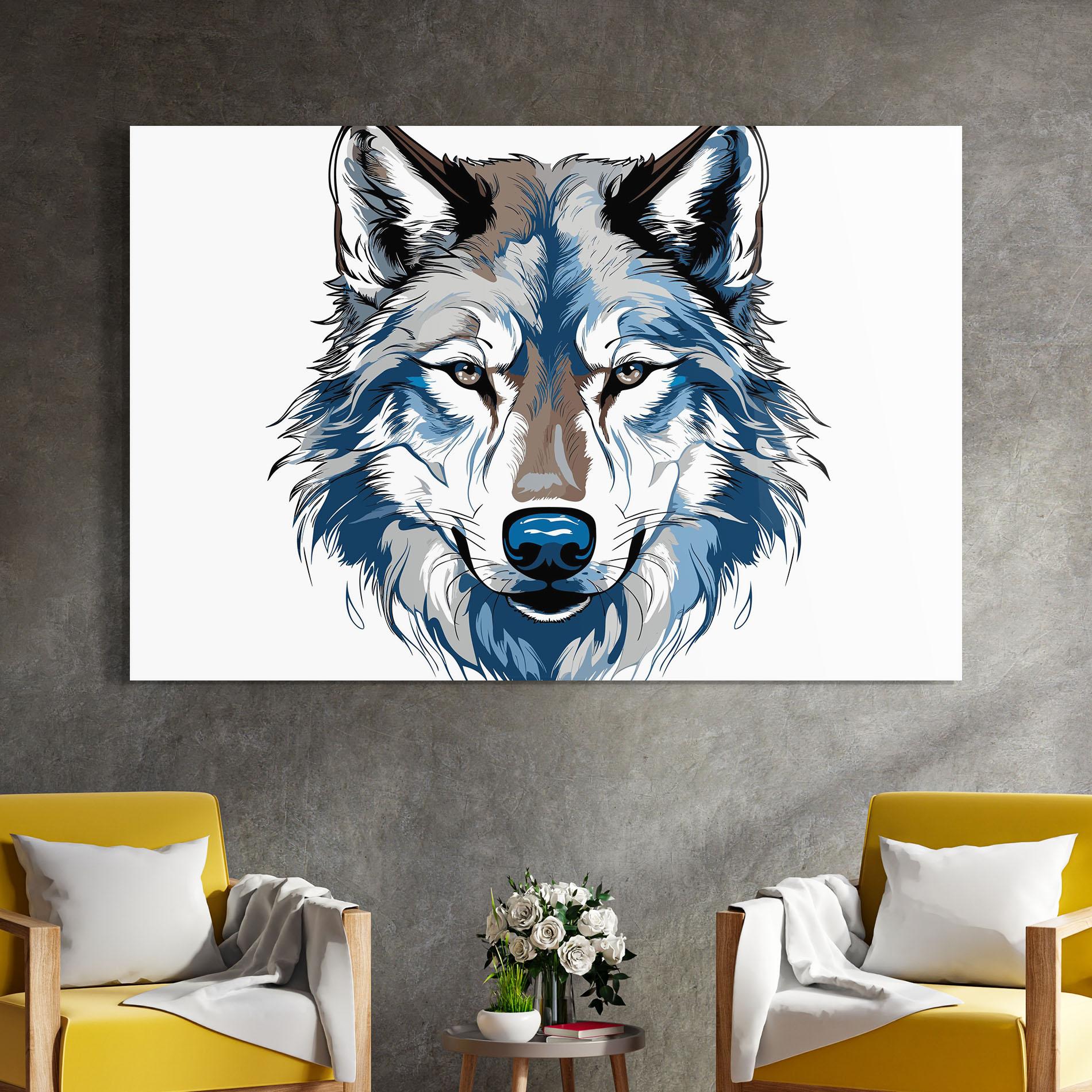Üvegkép Blue Wolf Head mockup 4