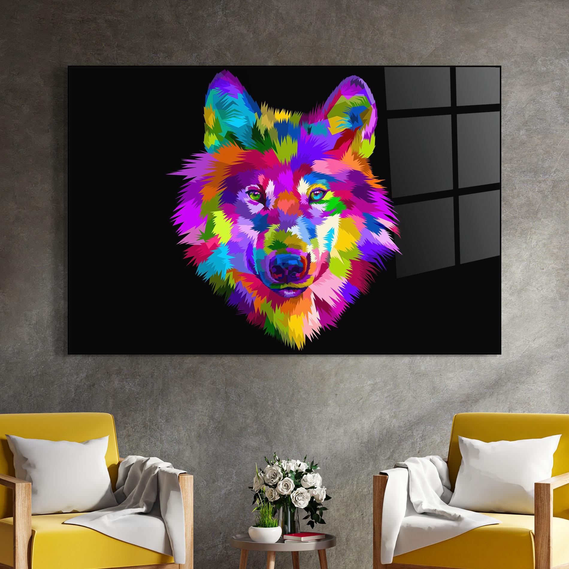 Üvegkép Color Mix Wolf mockup 4