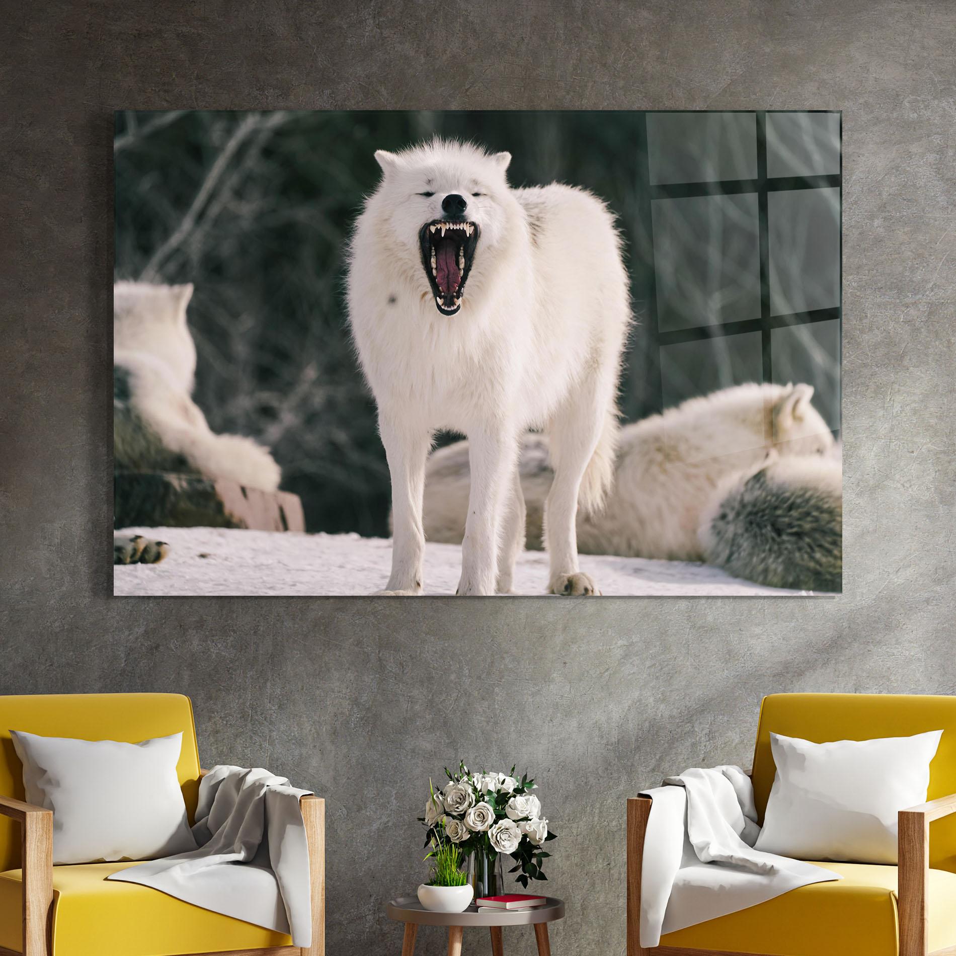 Üvegkép Laughing White Wolf mockup 4