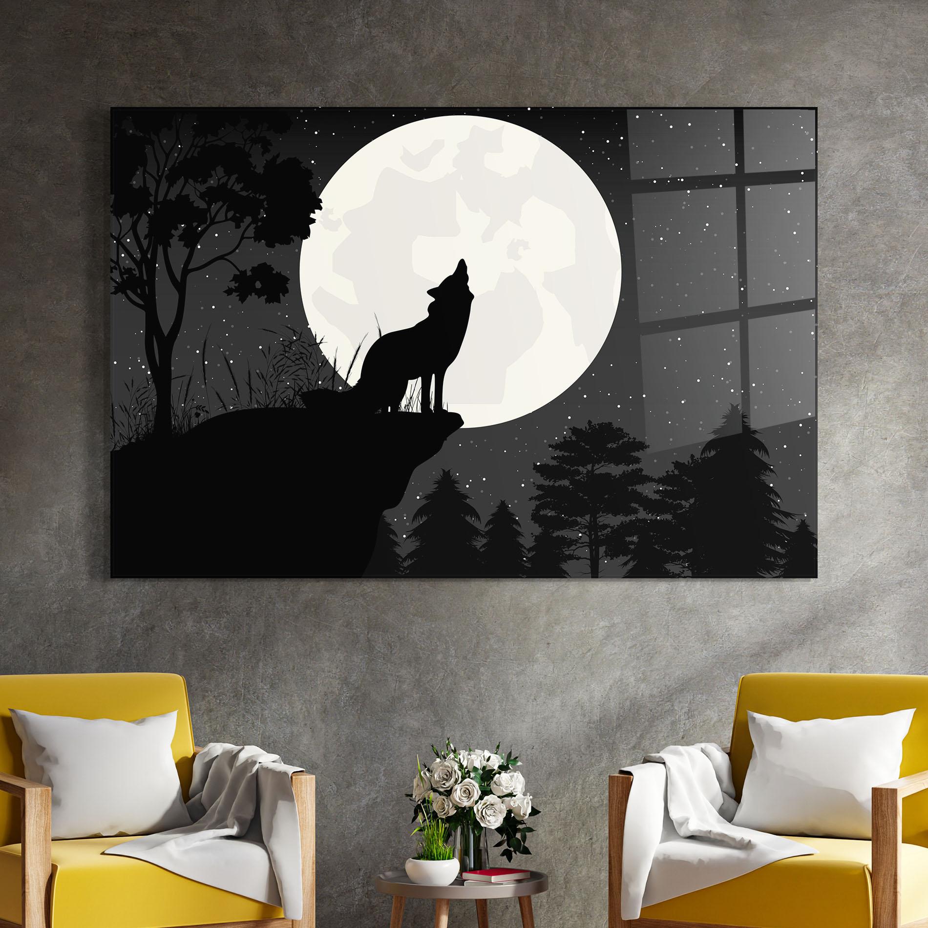 Üvegkép Moon Wolf Silhouette mockup 4