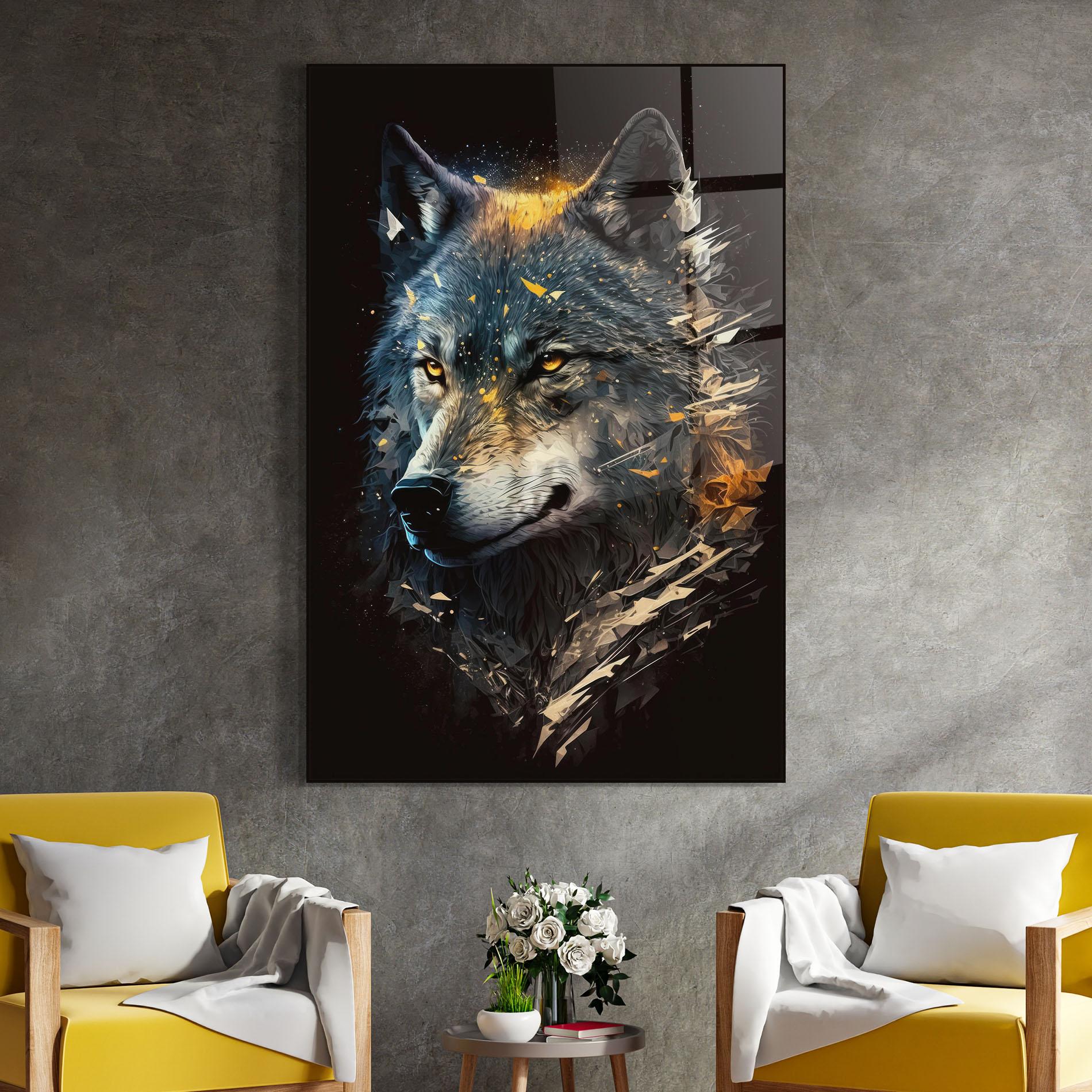 Üvegkép Wolf Portrait mockup 4