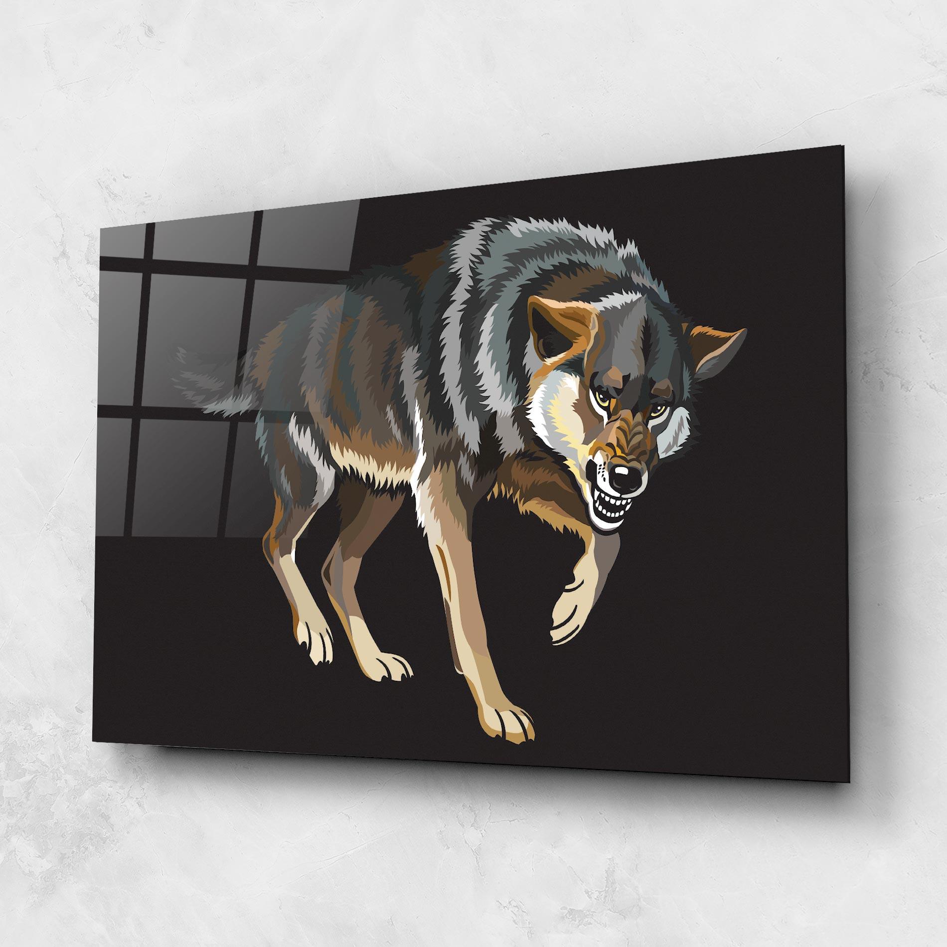Üvegkép Angry Cartoon Wolf mockup 1