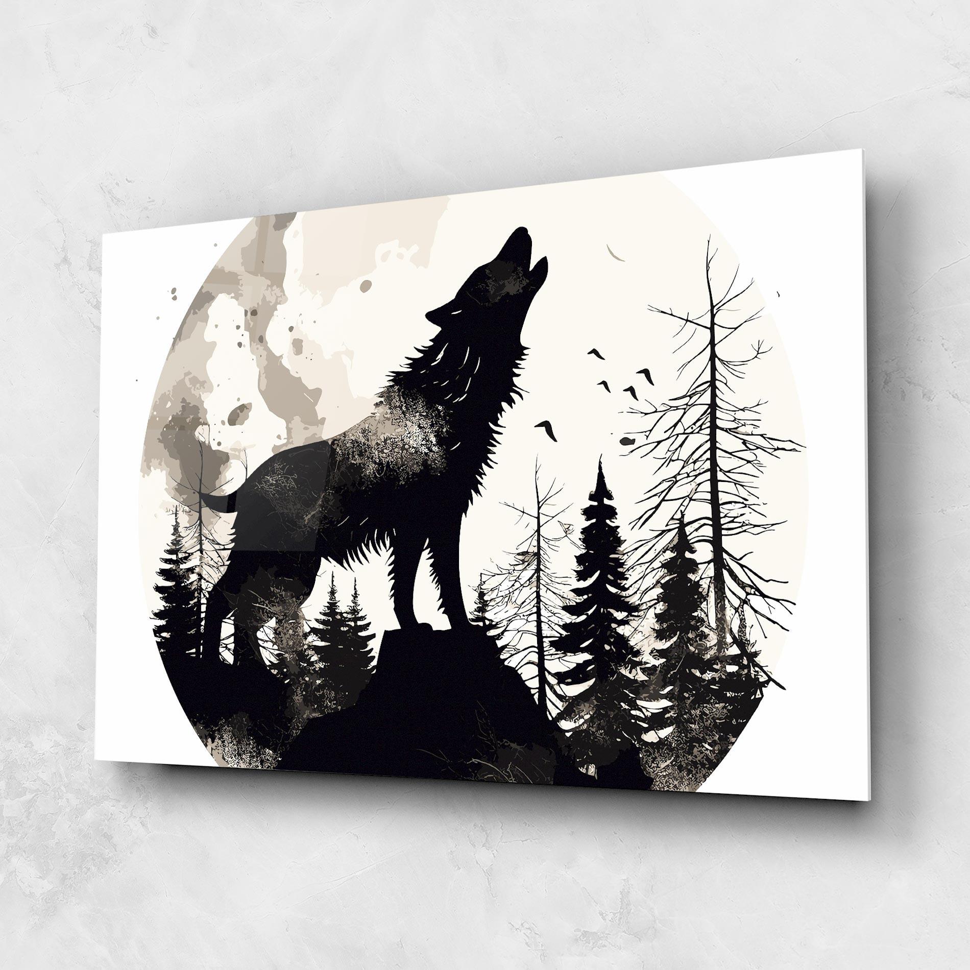 Üvegkép Black On Cream Wolf mockup 1