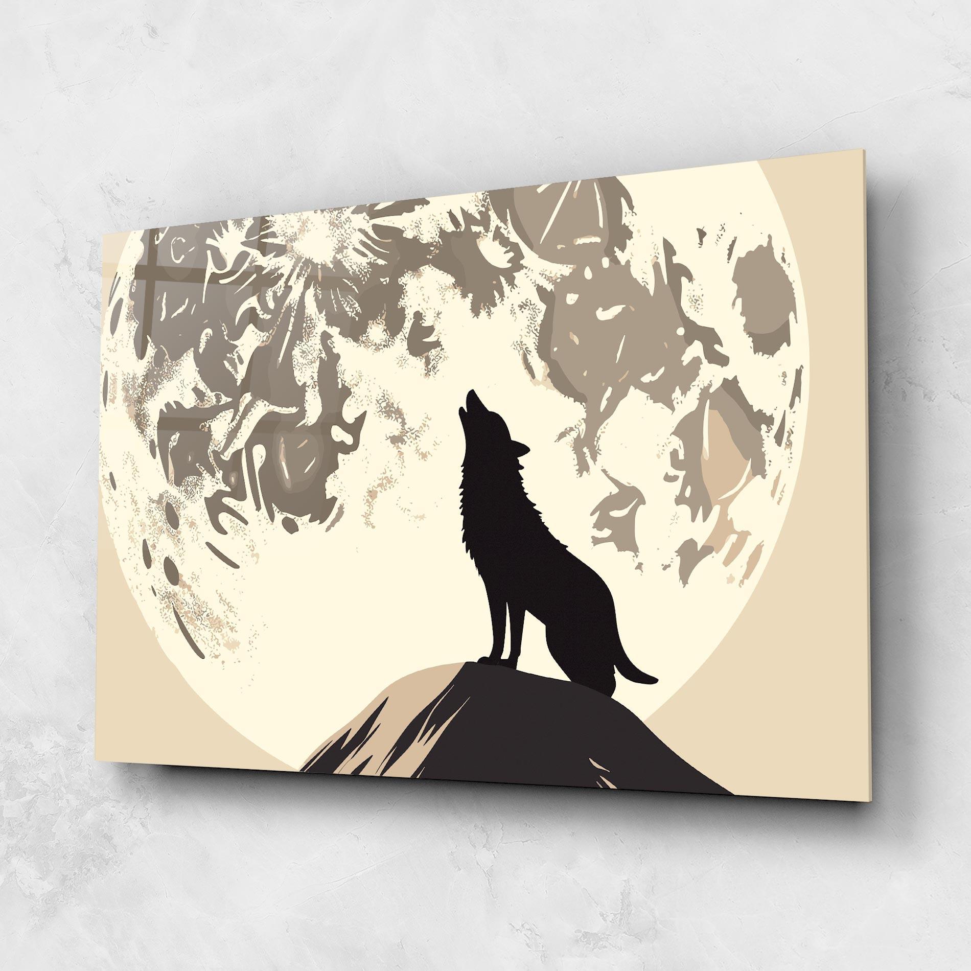 Üvegkép Cream Moon Wolf mockup 1