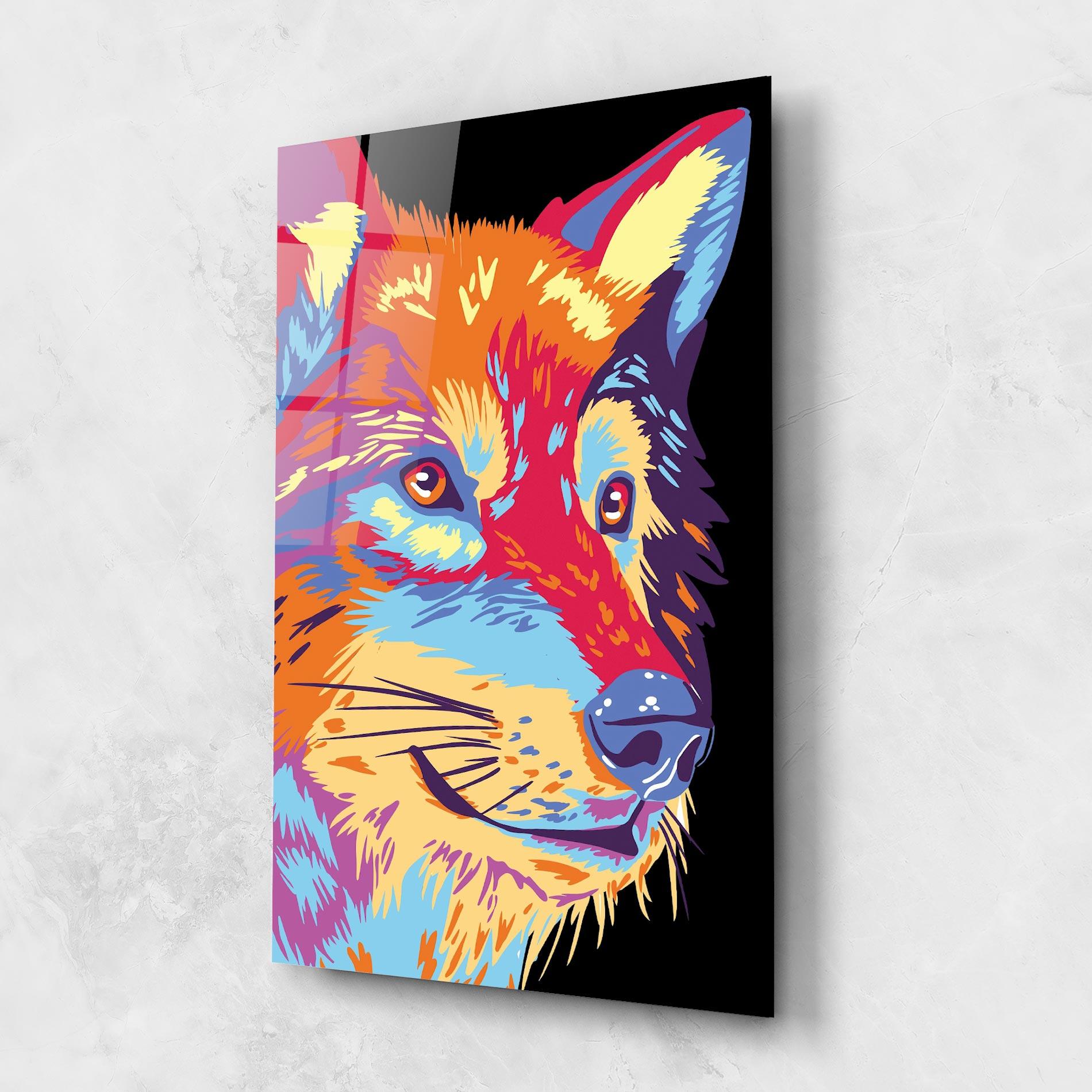 Üvegkép Purple Orange Wolf mockup 1