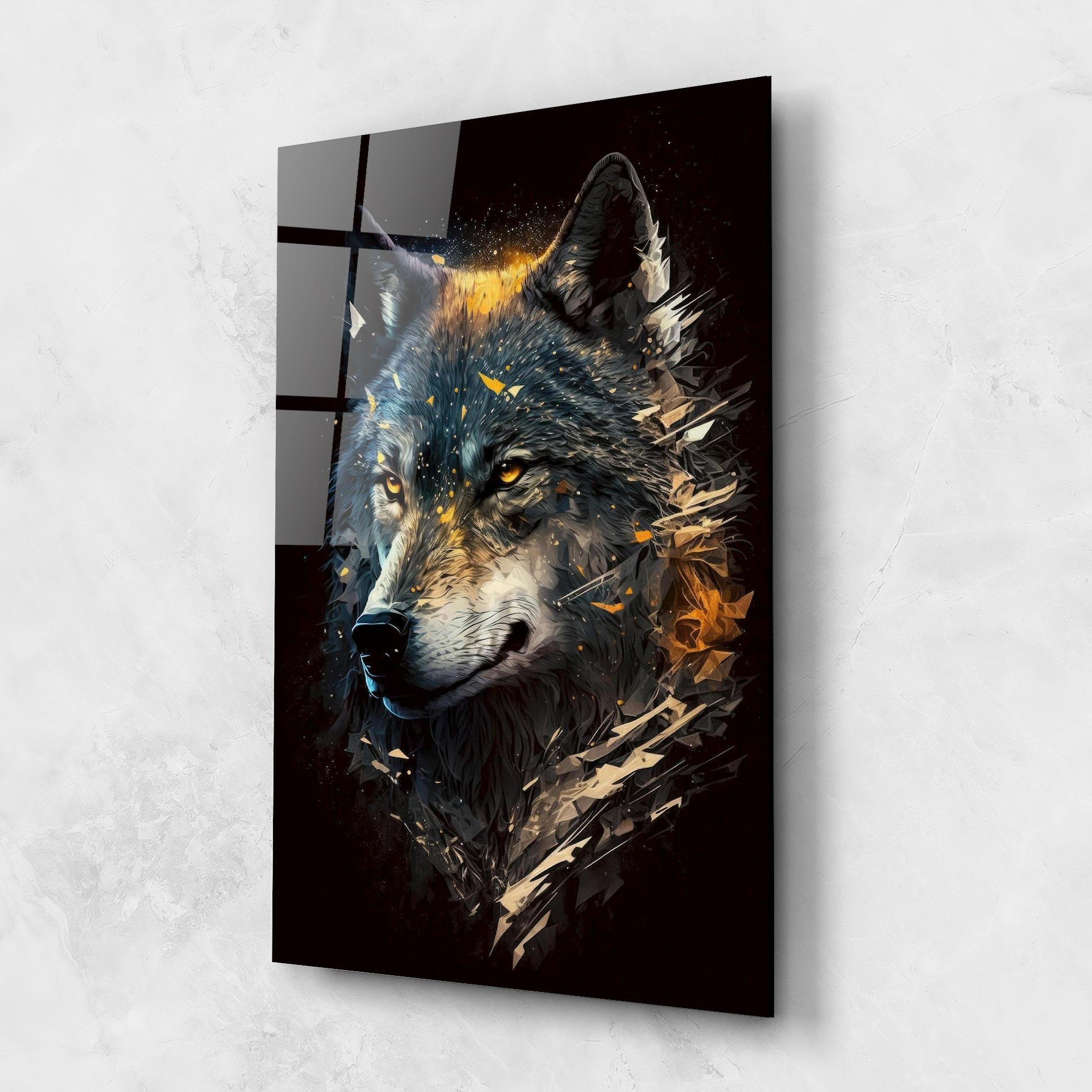 Üvegkép Wolf Portrait mockup 1