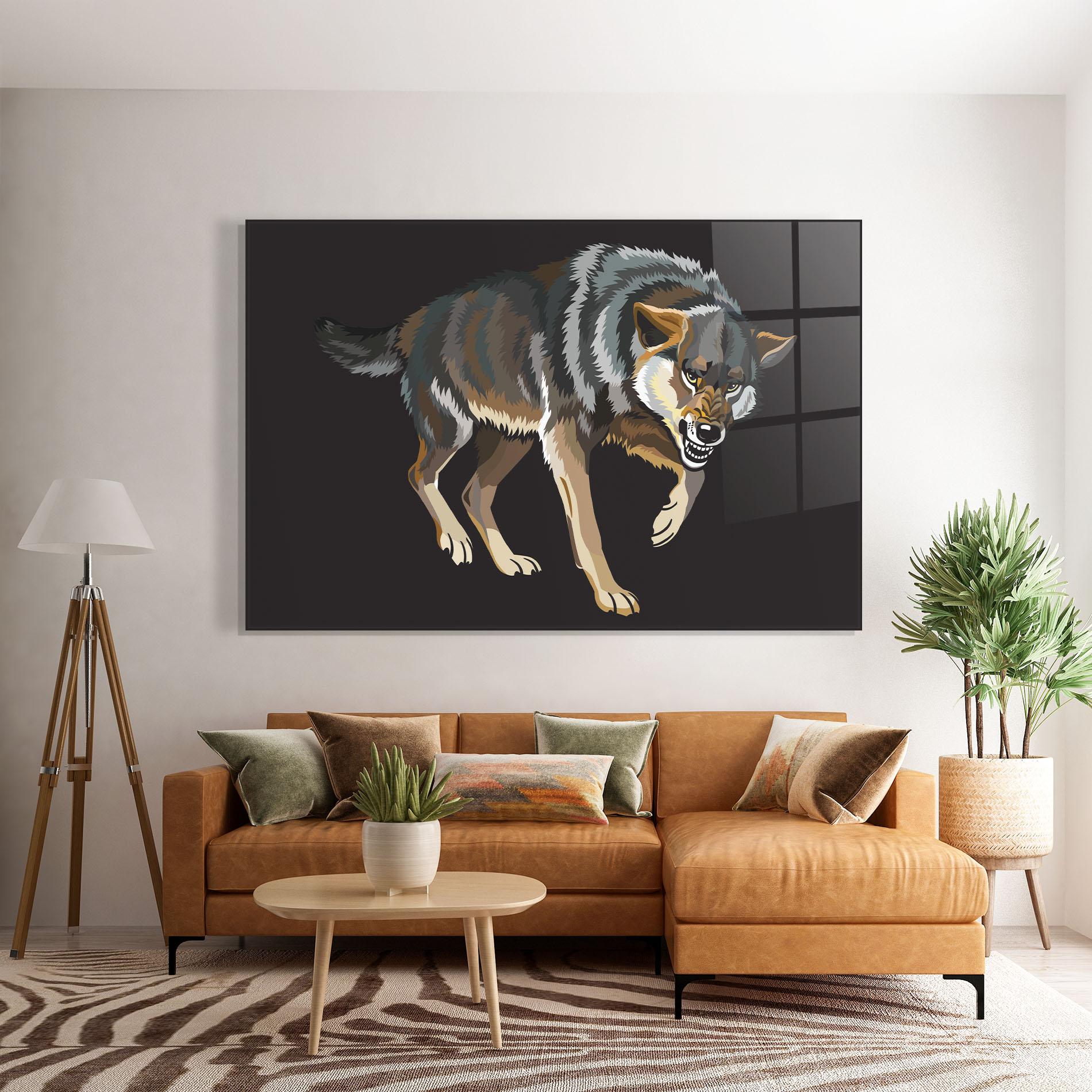 Üvegkép Angry Cartoon Wolf mockup 7