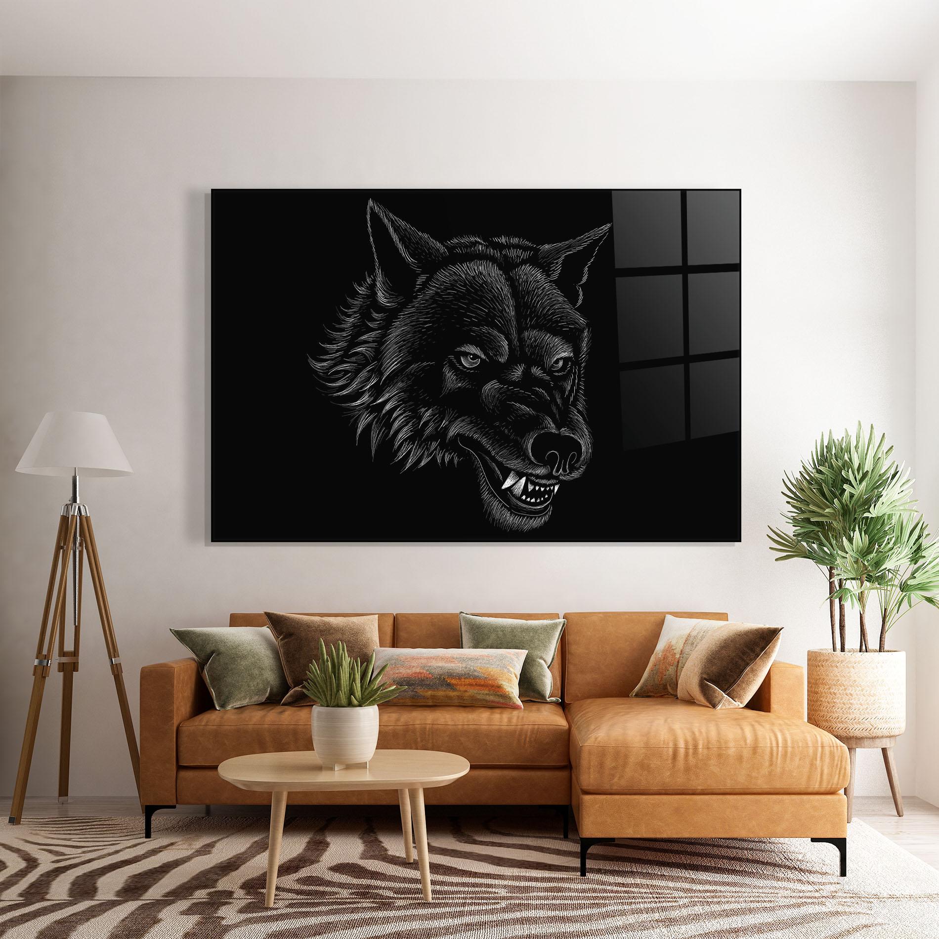 Üvegkép Angry Wolf Face mockup 7