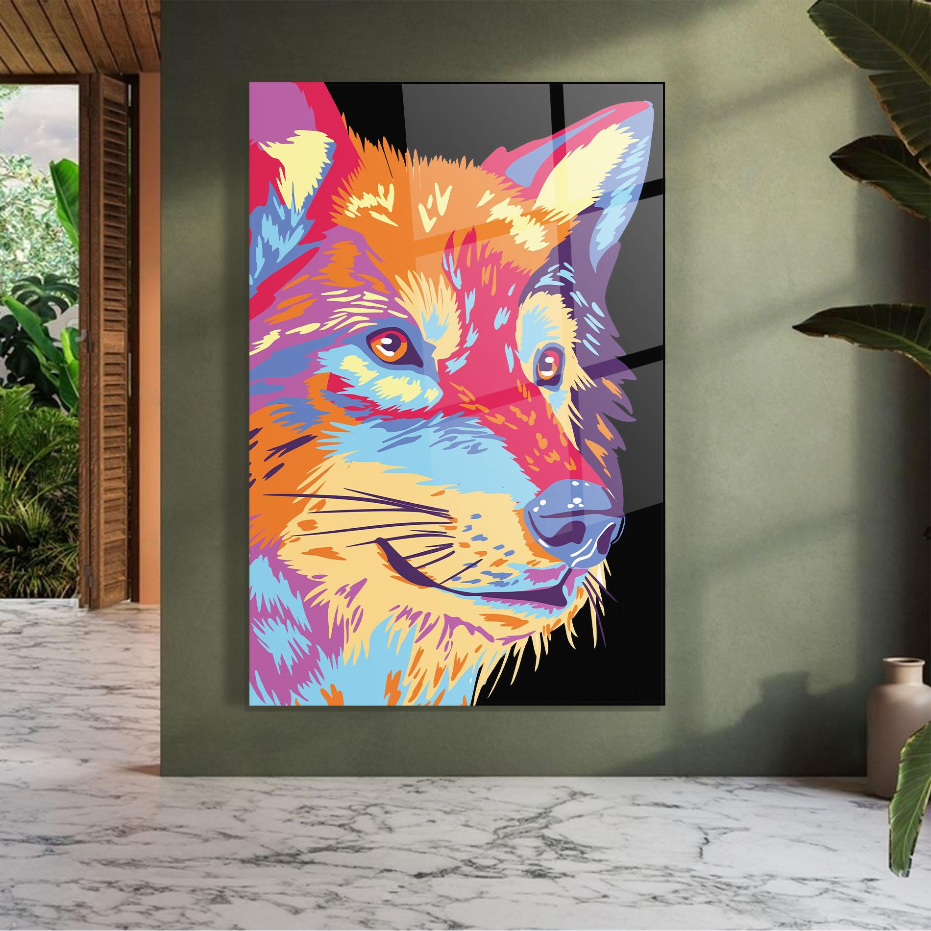 Üvegkép Purple Orange Wolf mockup 7