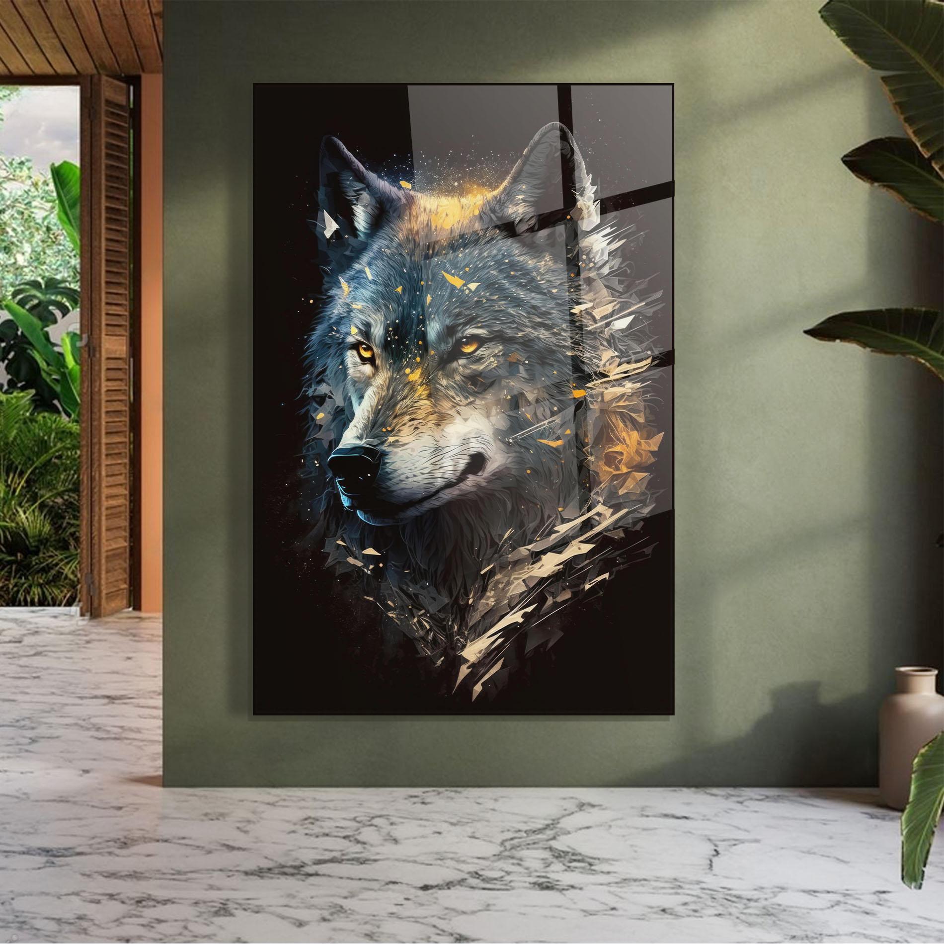 Üvegkép Wolf Portrait mockup 7