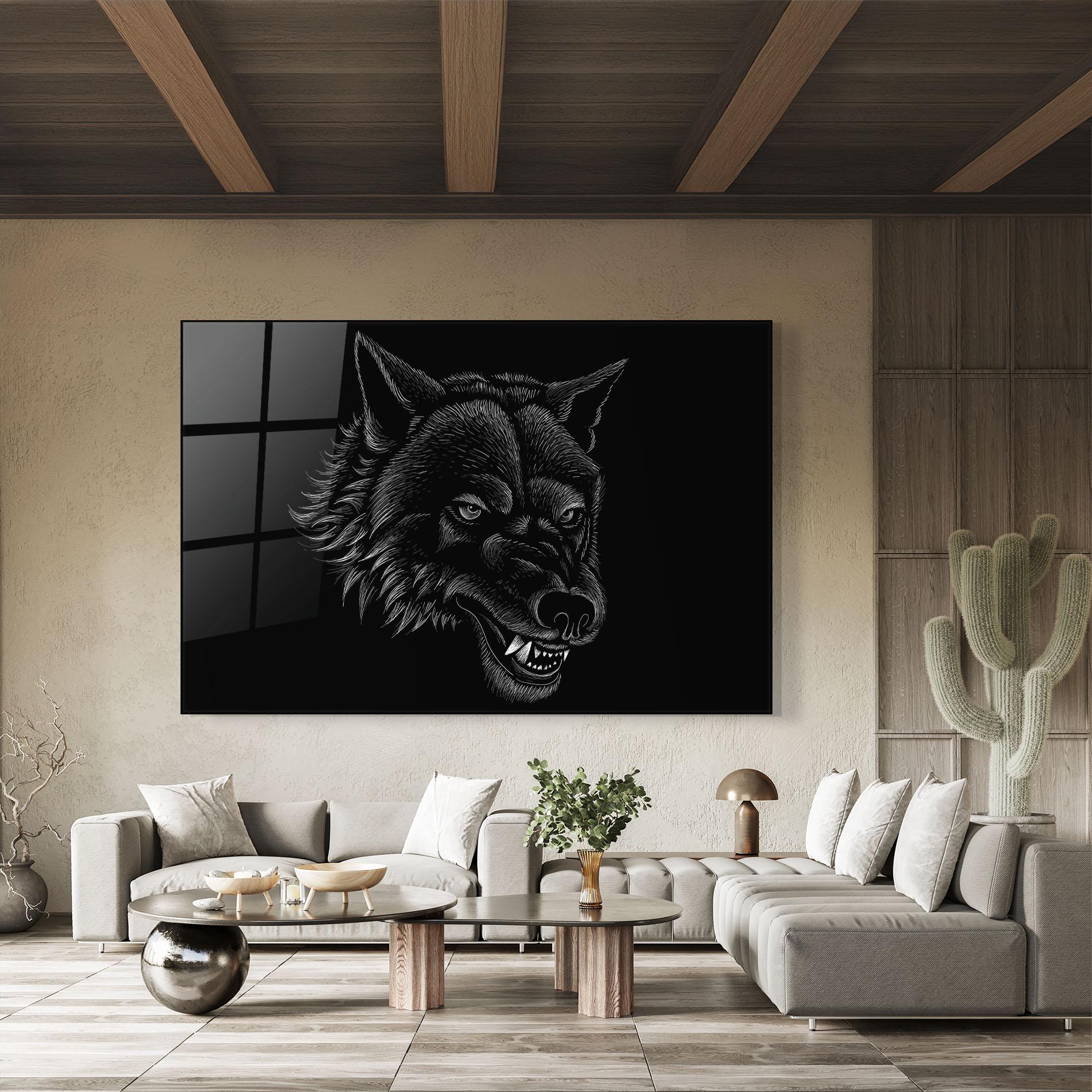 Üvegkép Angry Wolf Face mockup 8