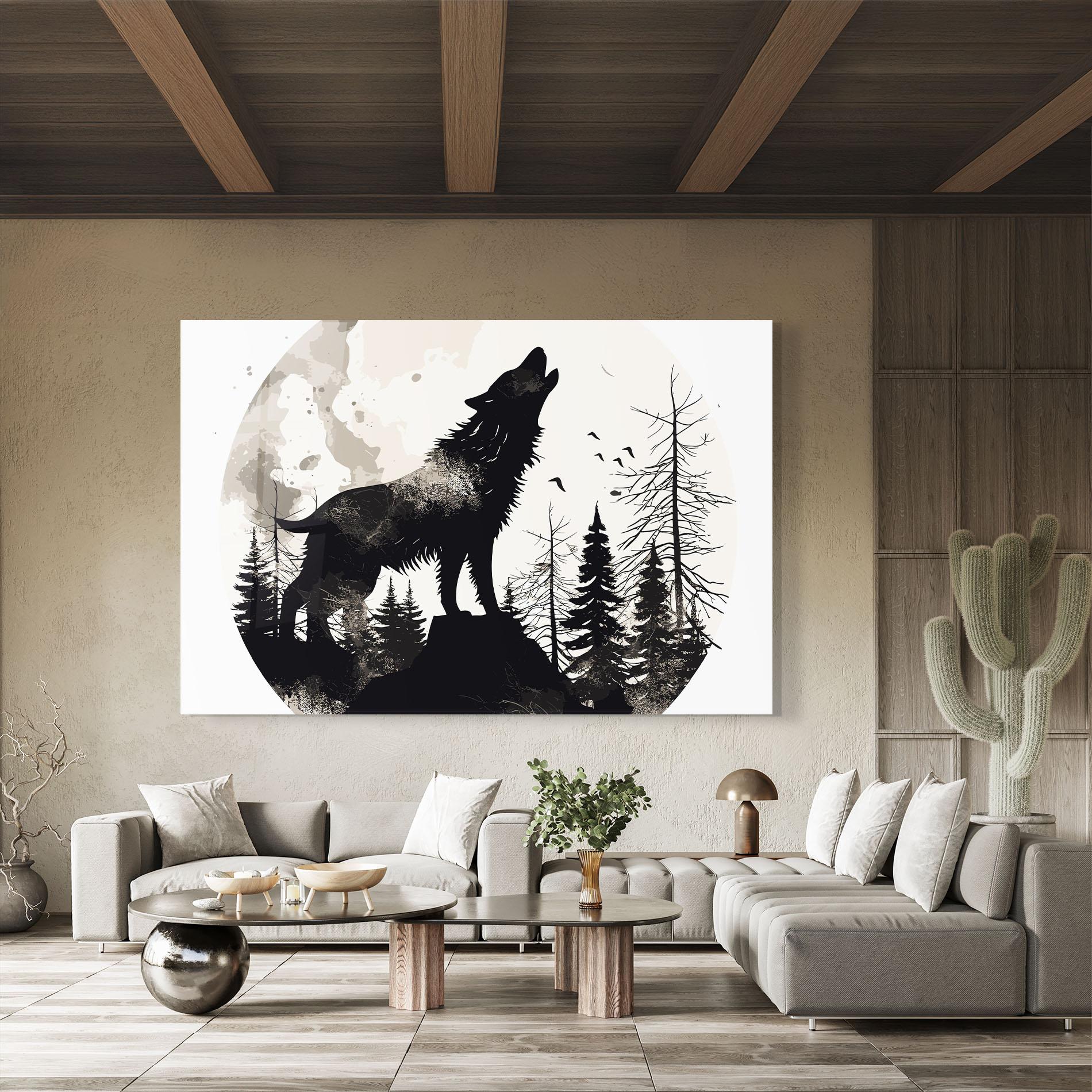 Üvegkép Black On Cream Wolf mockup 8