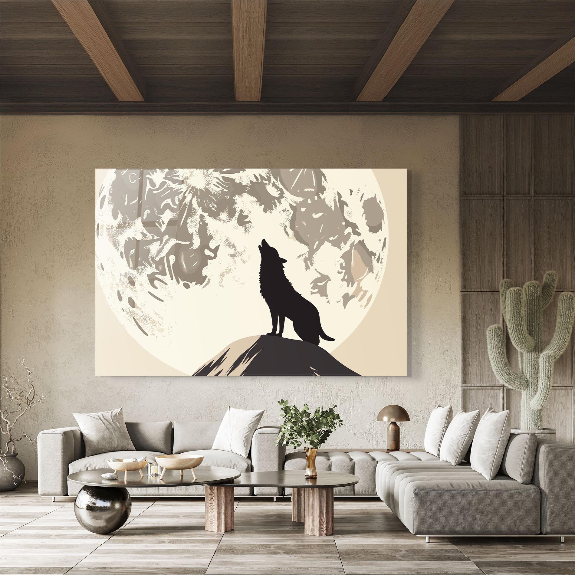 Üvegkép Cream Moon Wolf mockup 8