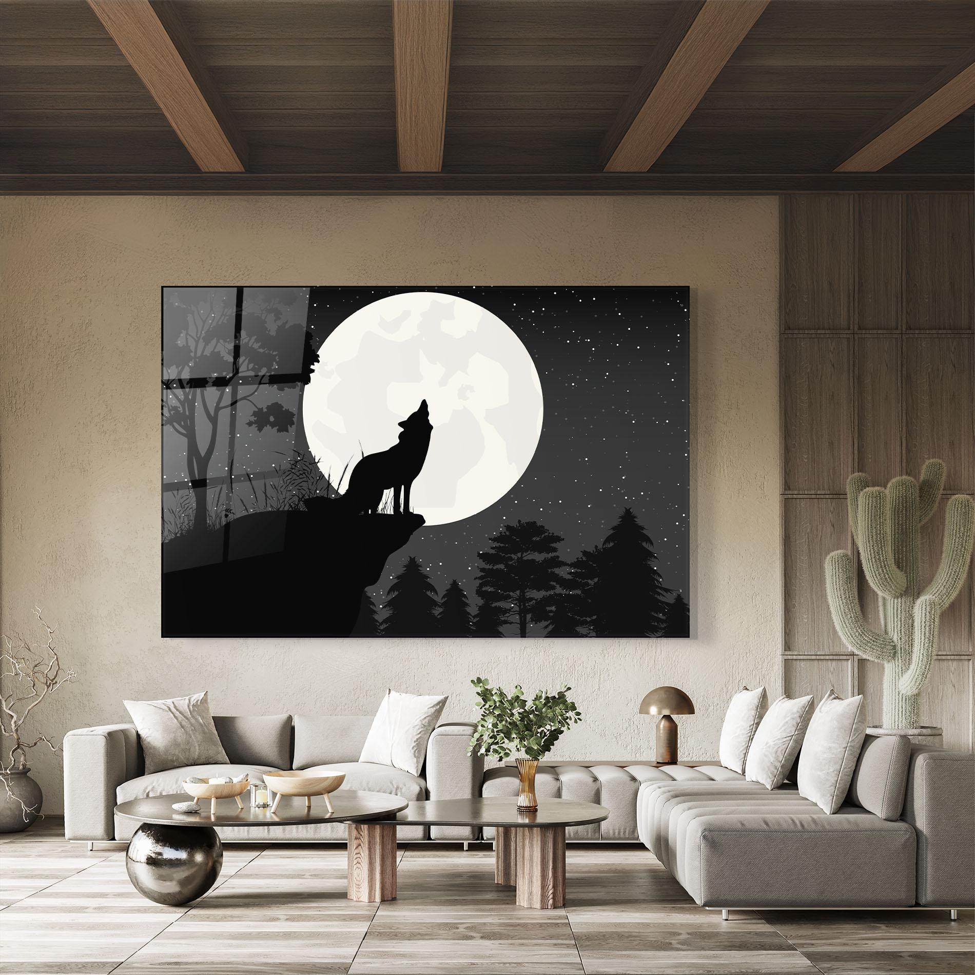 Üvegkép Moon Wolf Silhouette mockup 8