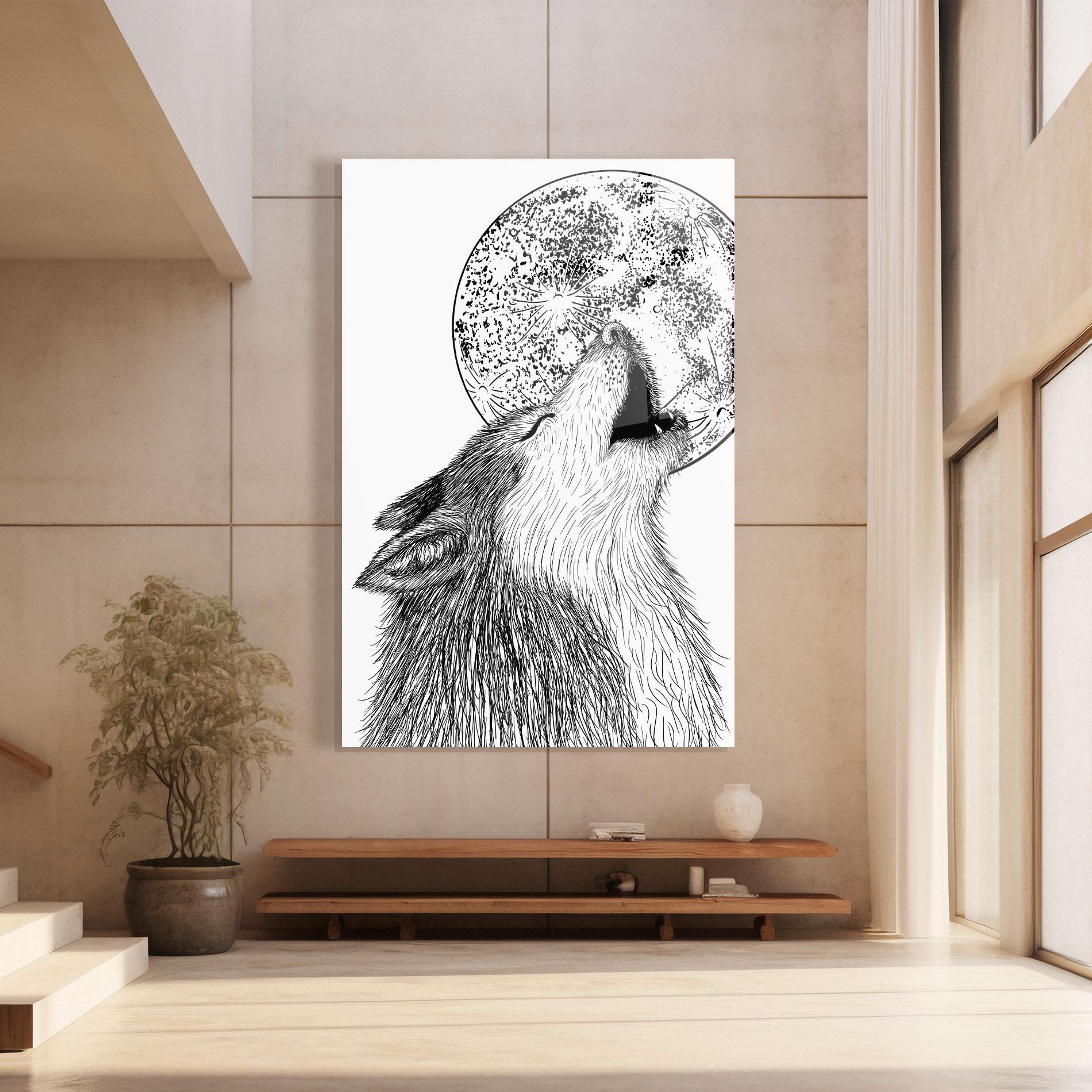 Üvegkép Pretty Moon Wolf mockup 8