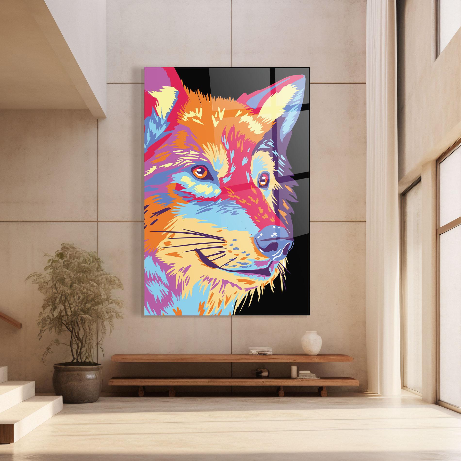 Üvegkép Purple Orange Wolf mockup 8