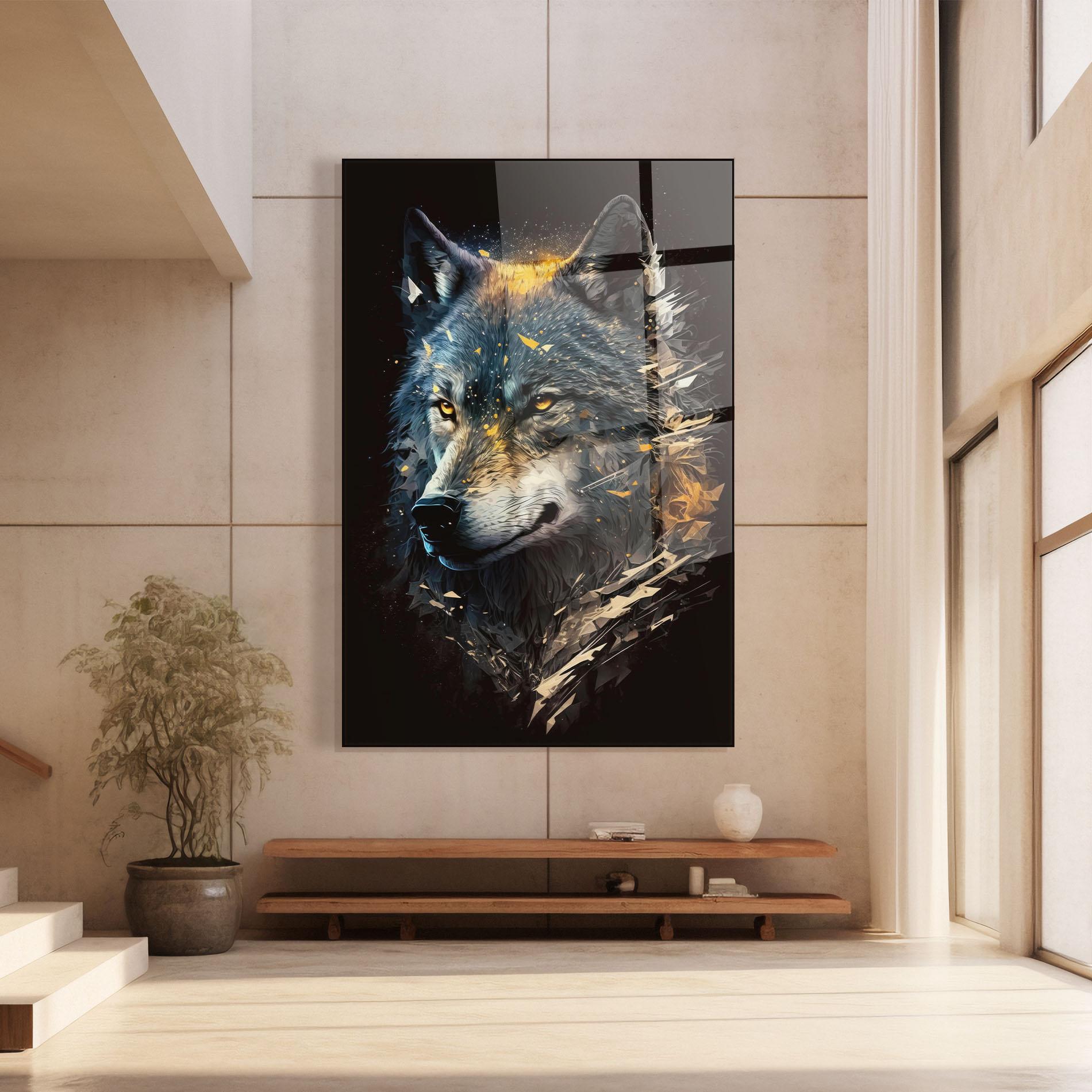 Üvegkép Wolf Portrait mockup 8