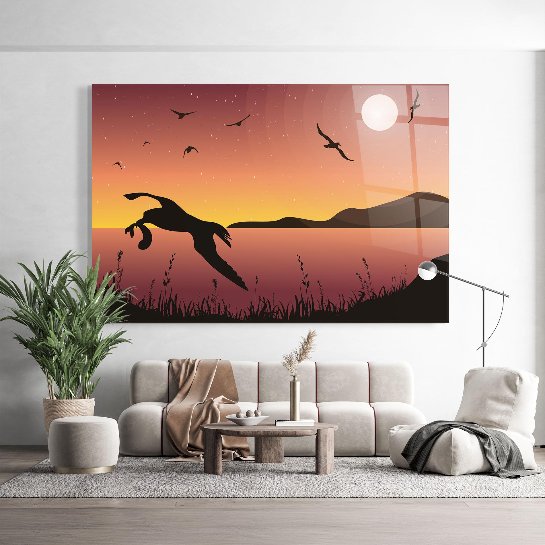 Üvegkép Birds Fishing mockup 9