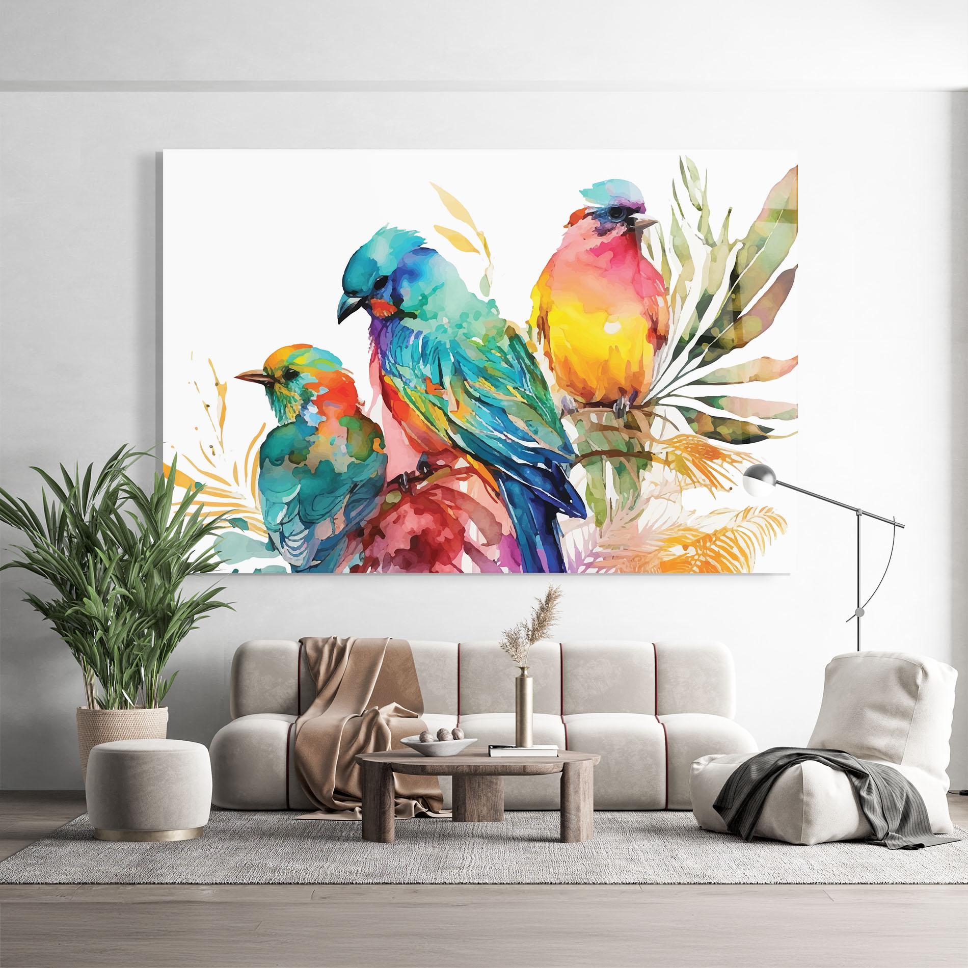 Üvegkép Colorful Birds mockup 9