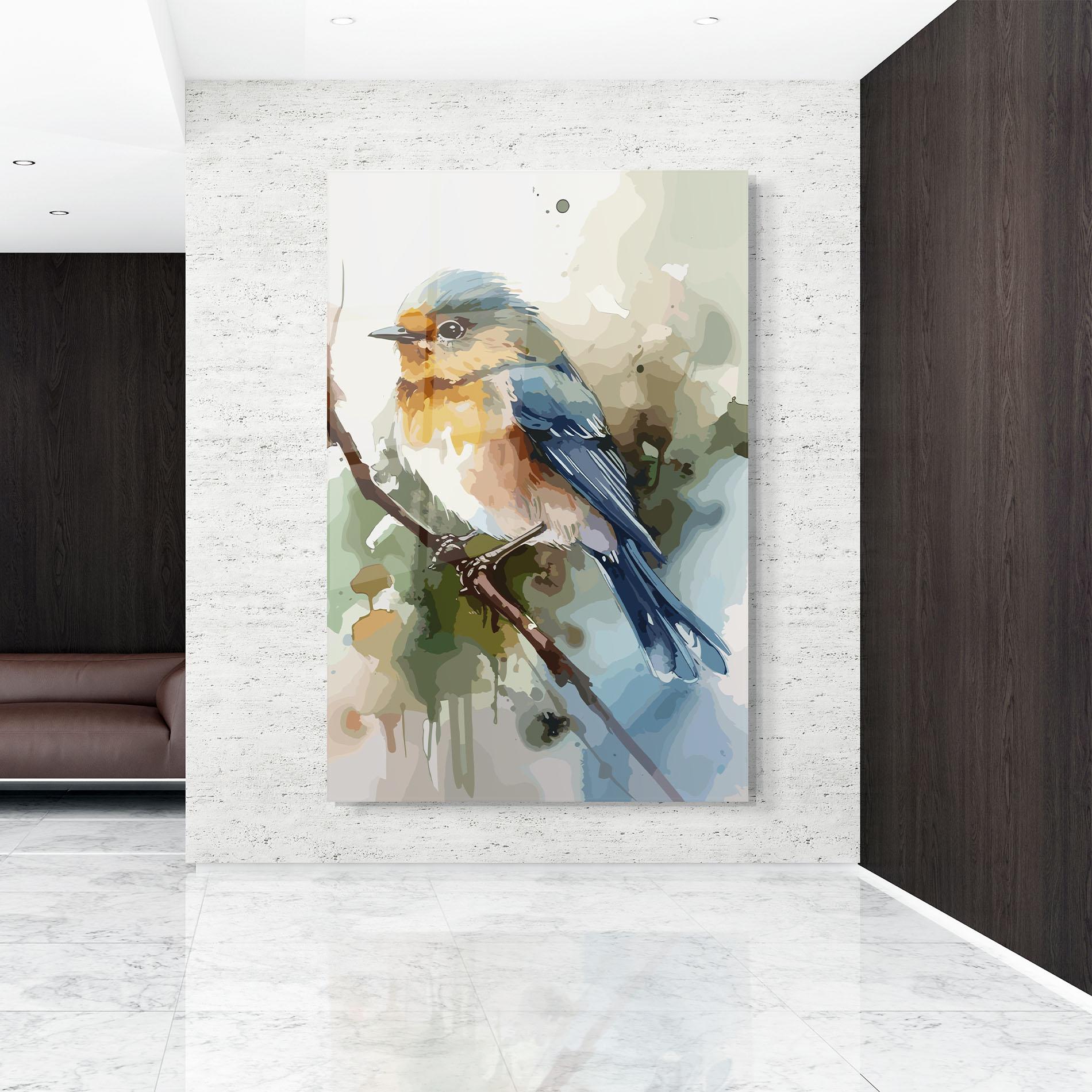 Üvegkép Blue Pretty Bird mockup 9