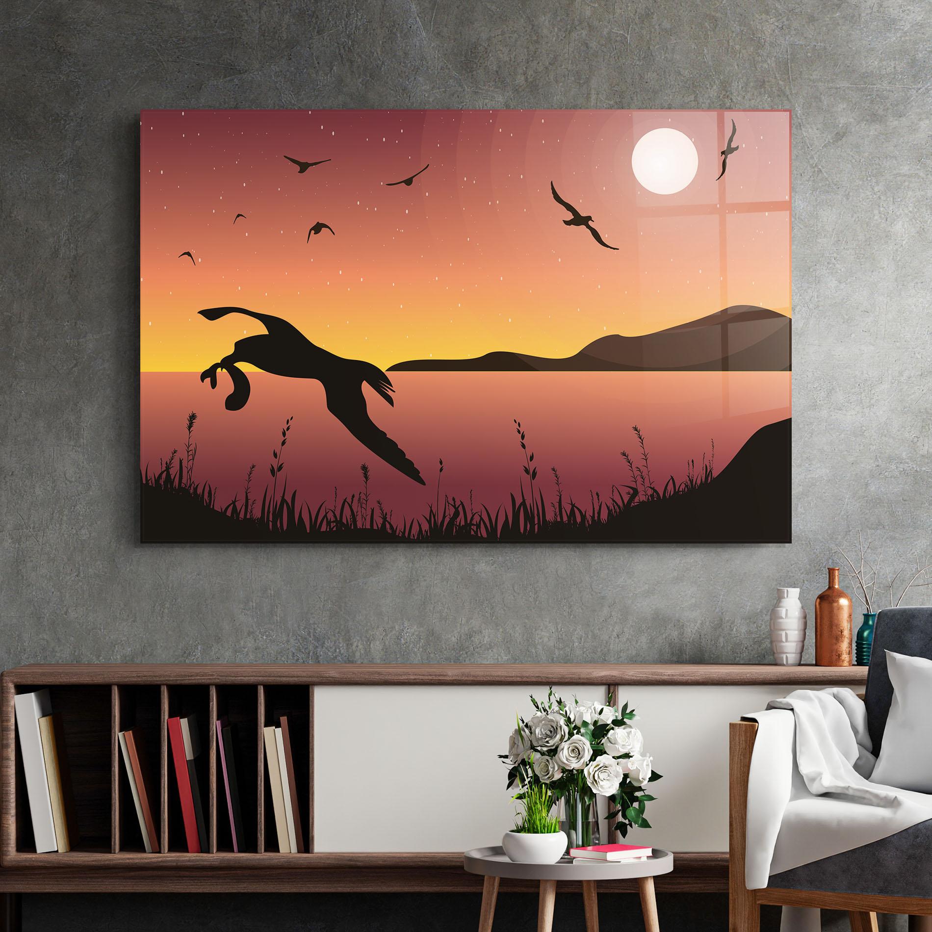 Üvegkép Birds Fishing mockup 2