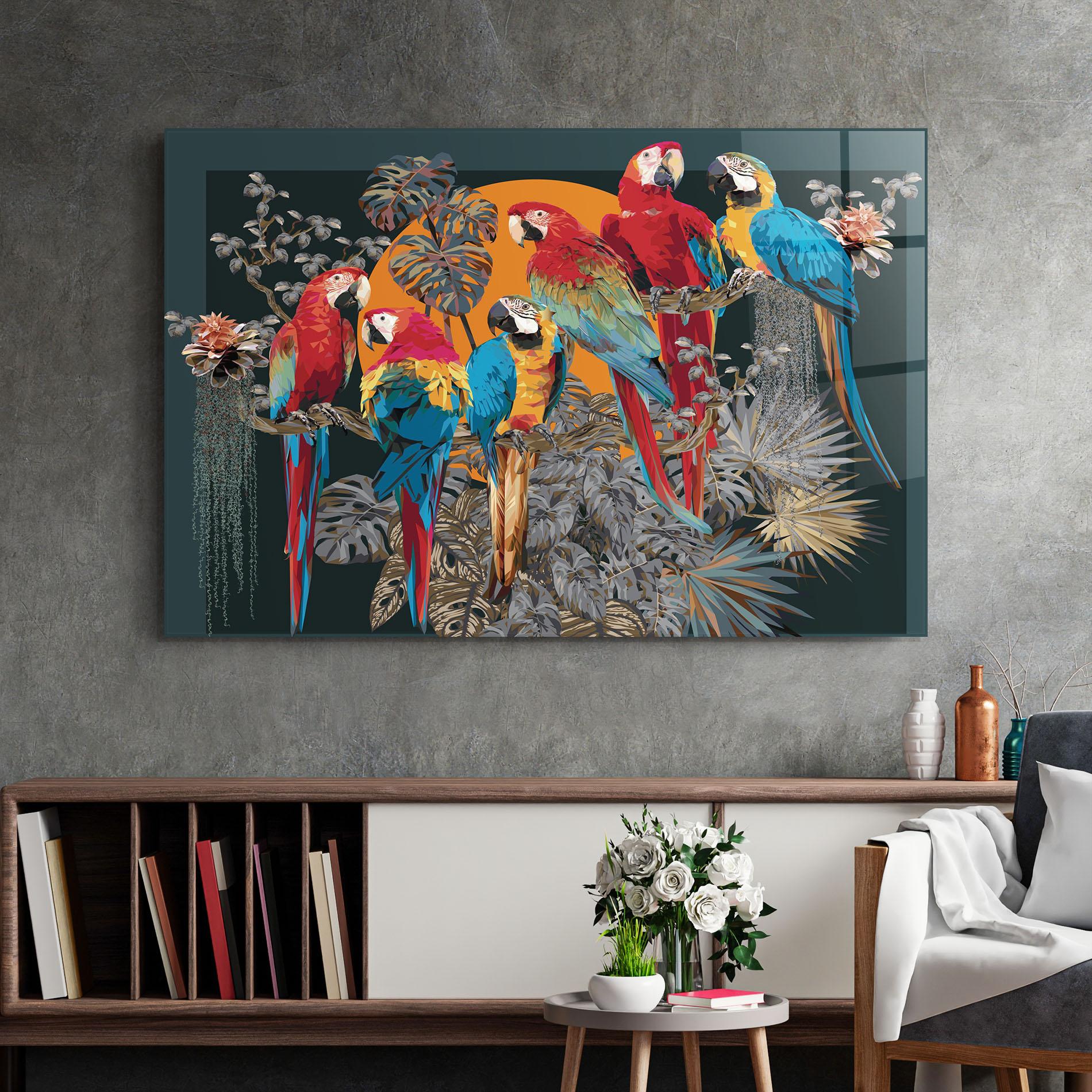 Üvegkép Family Parrot mockup 2