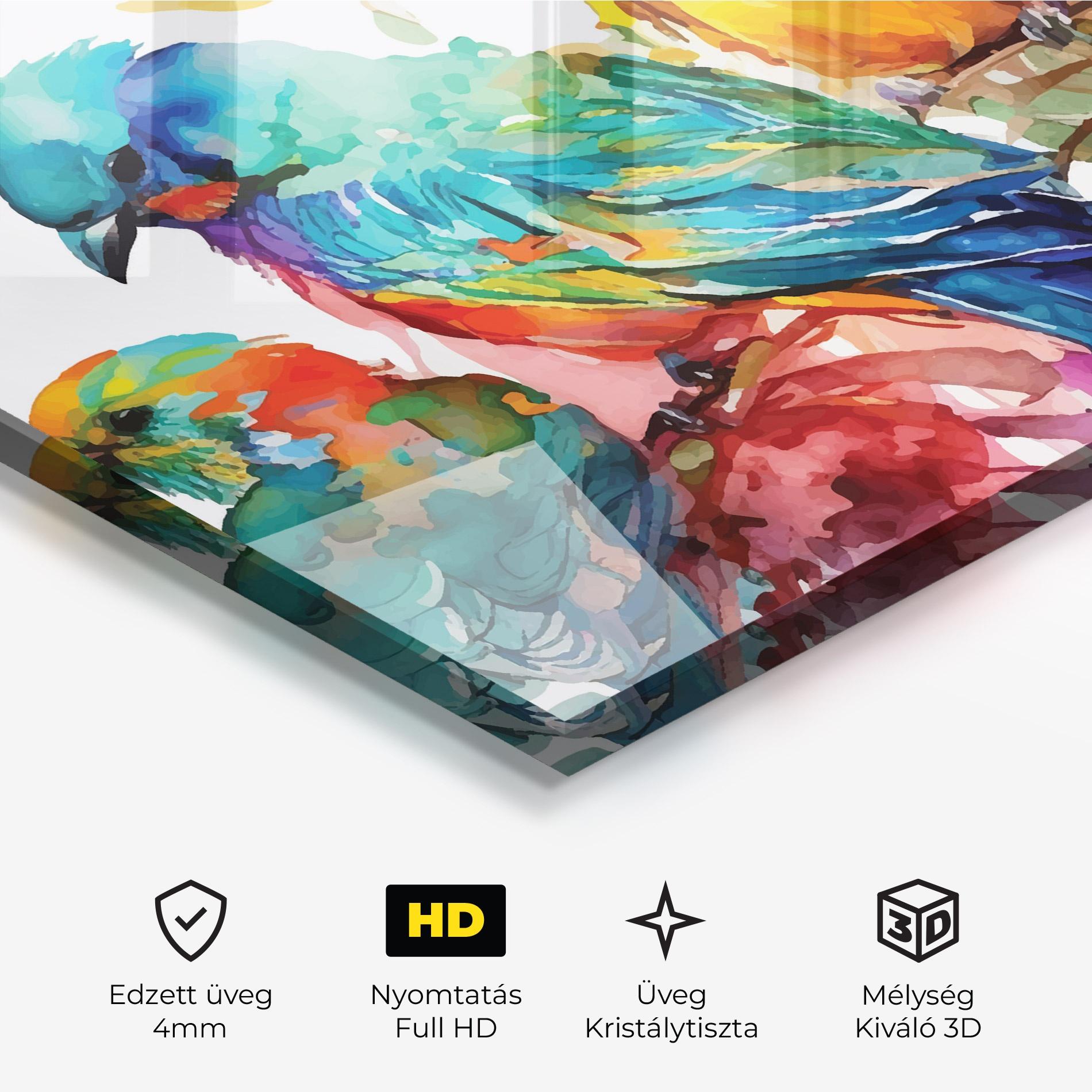 Üvegkép Colorful Birds mockup 3