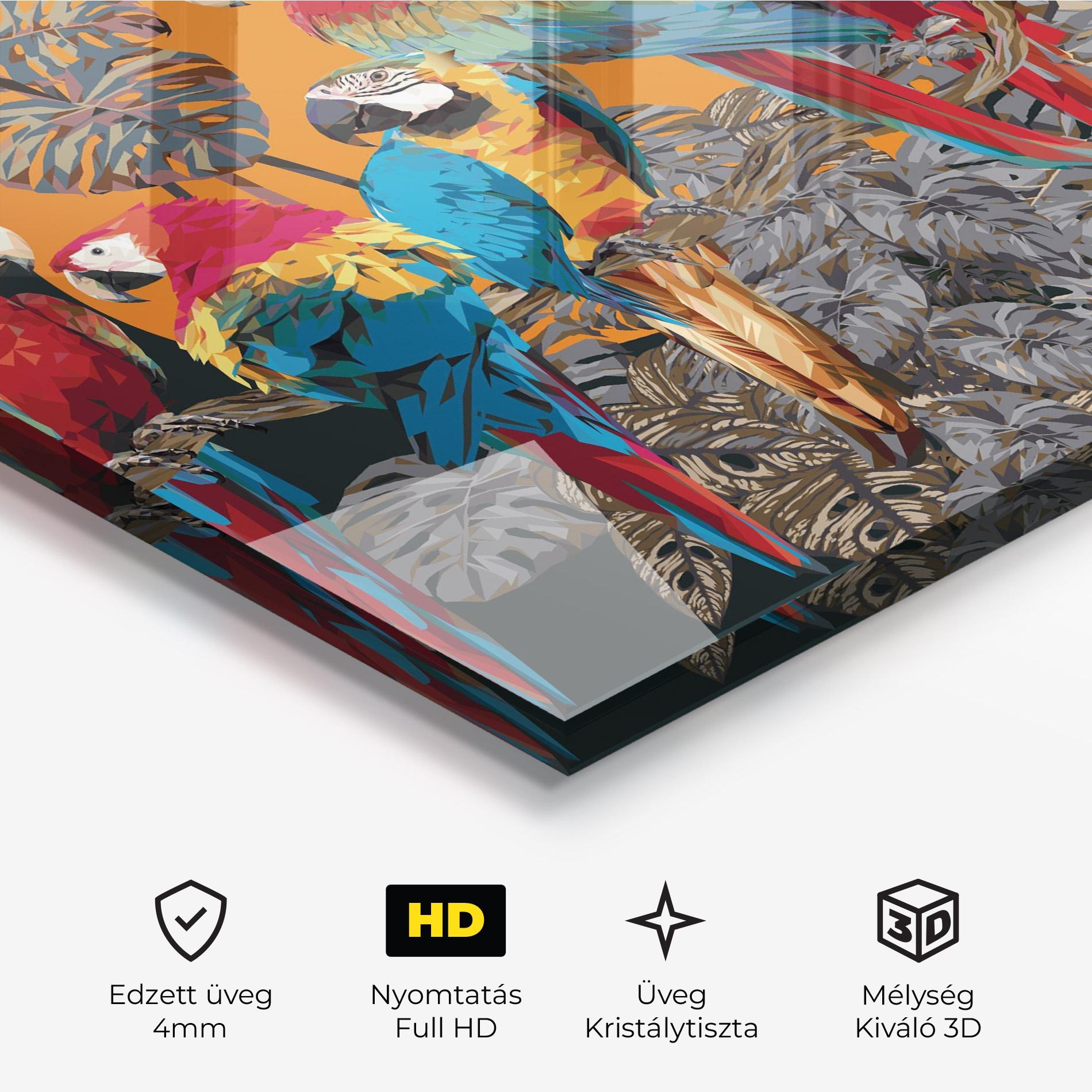Üvegkép Family Parrot mockup 3