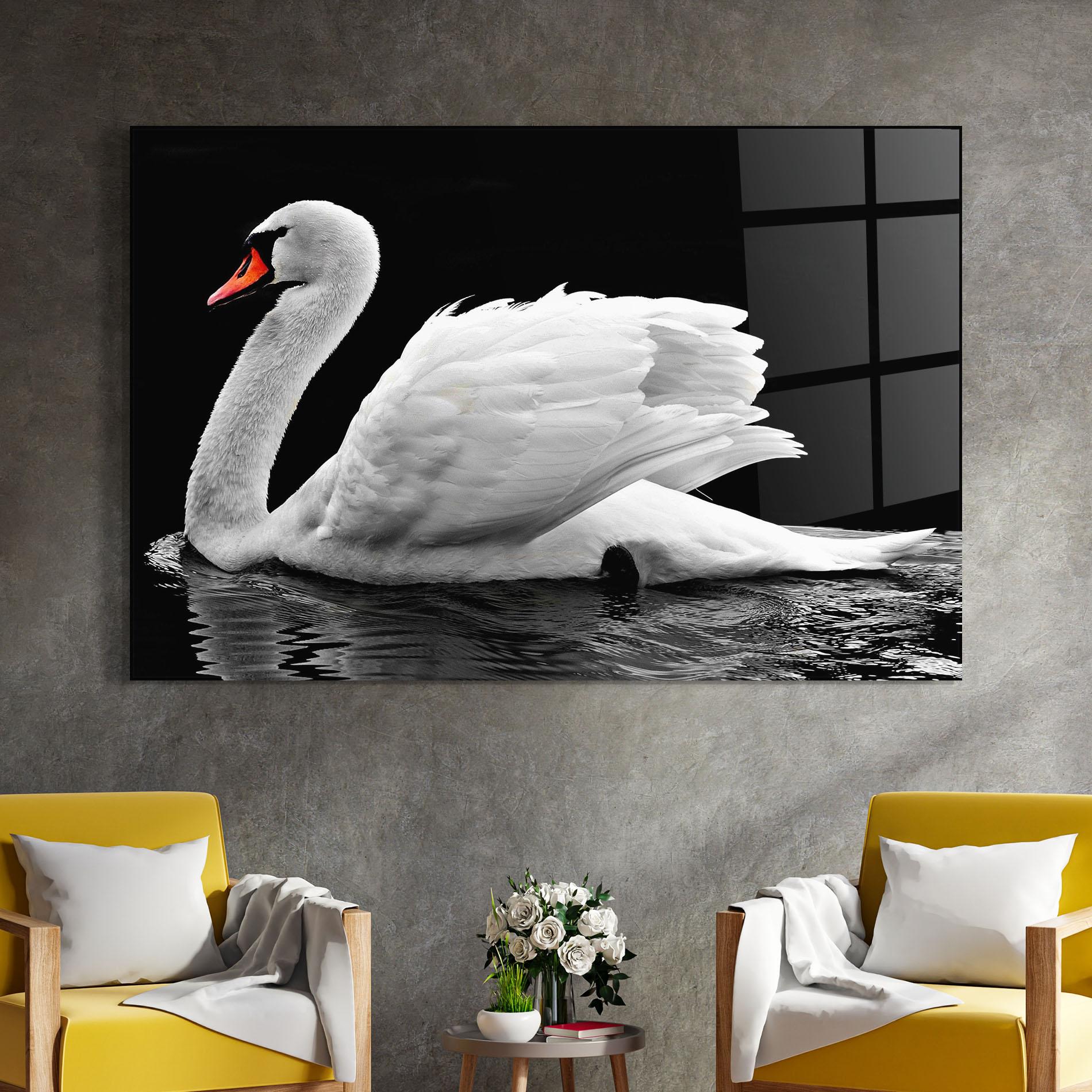 Üvegkép Black And White Swan mockup 4