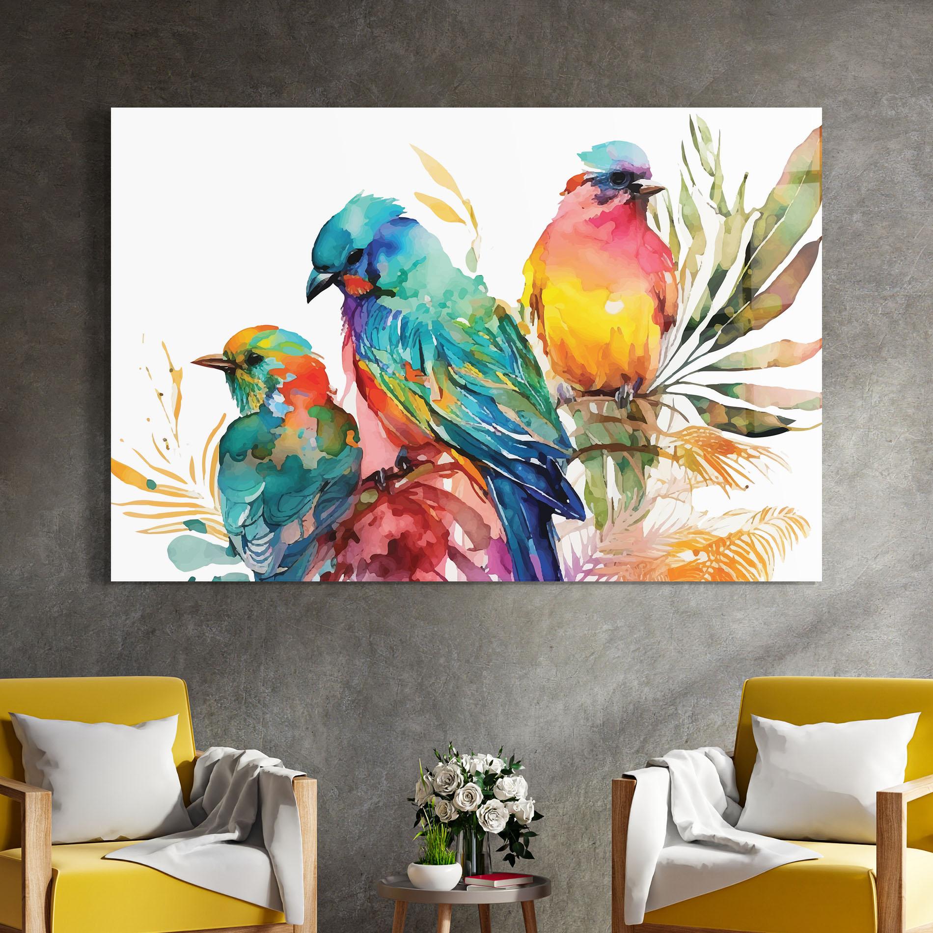 Üvegkép Colorful Birds mockup 4